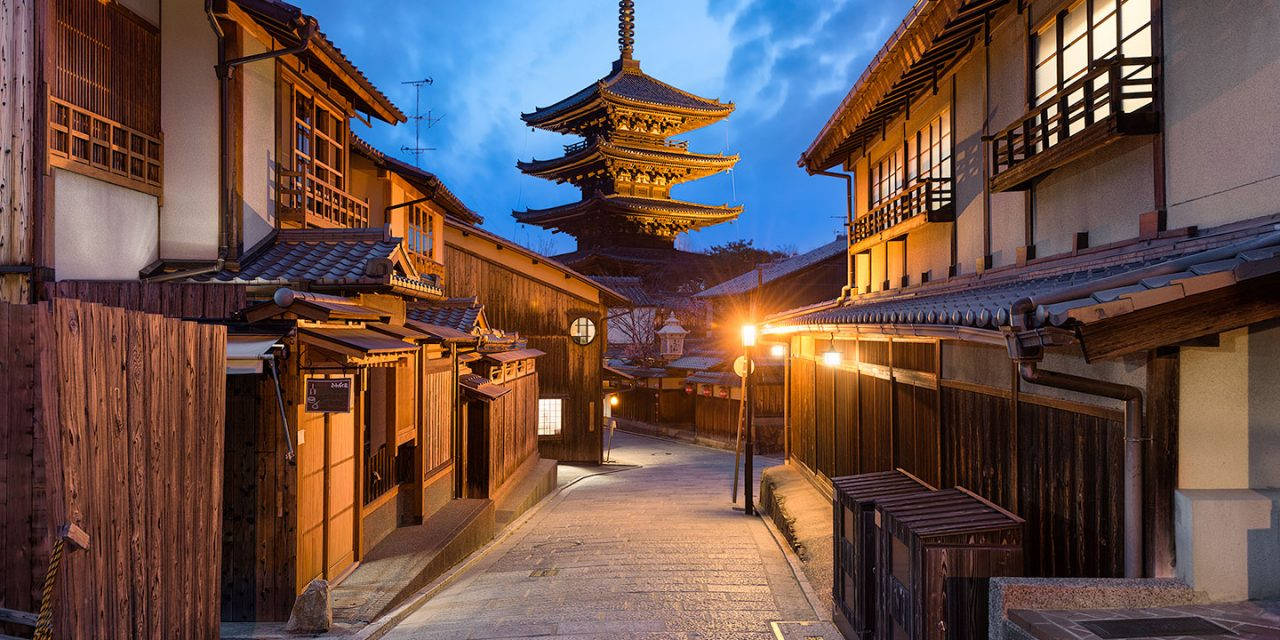 Fukuoka, lantern-lit alleyway, traditional Japanese town, HD Desktop Wallpaper