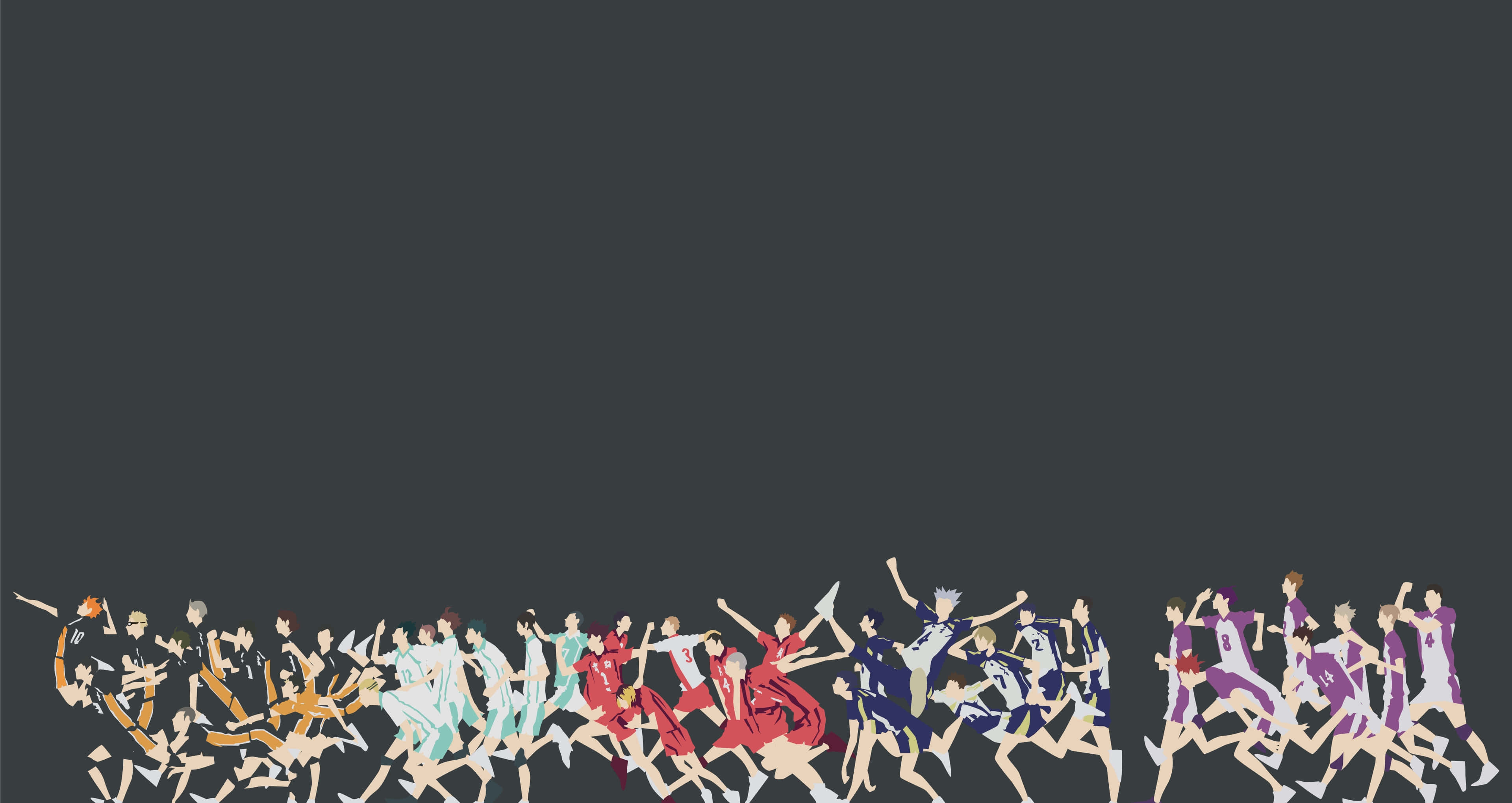 Fukurodani, anime-style soccer players, colorful uniforms, 4K Desktop Wallpaper