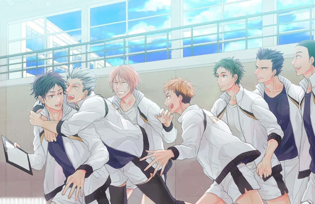Fukurodani, white and black uniforms, bright blue sky, SD Desktop Wallpaper