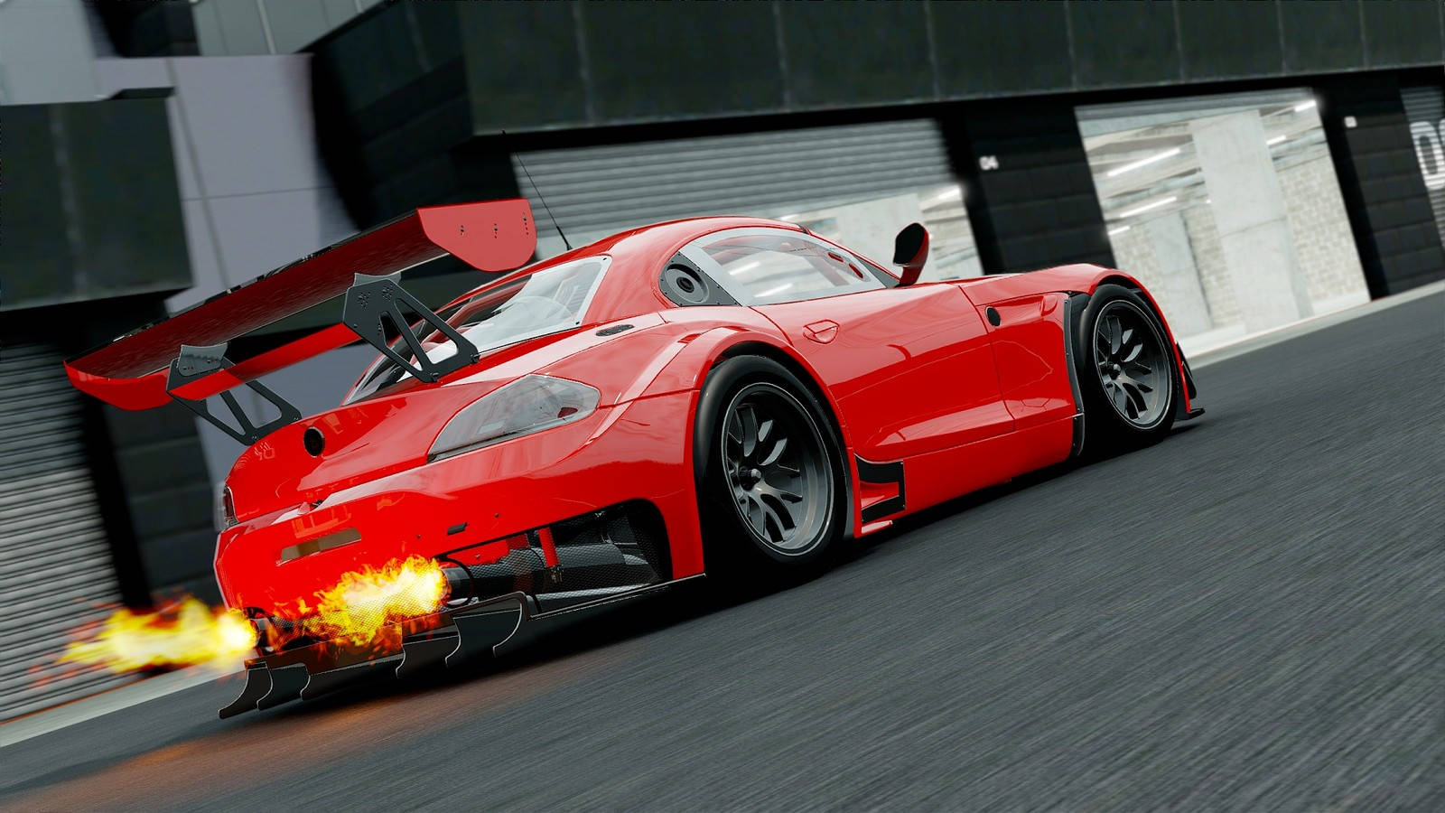 red car, race car, large rear wing, HD Desktop Wallpaper