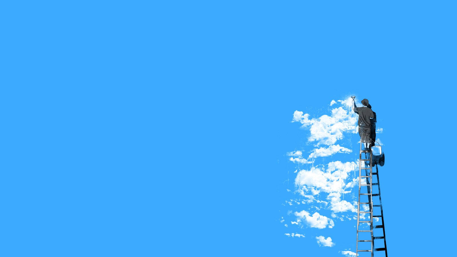 painted clouds, vivid blue sky, fluffy white clouds, HD Desktop Wallpaper