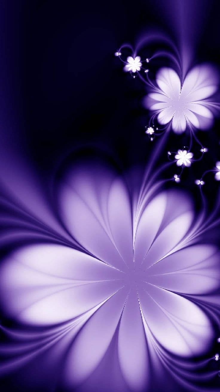 Full HD, purple flowers, fractal flower, HD Phone Wallpaper