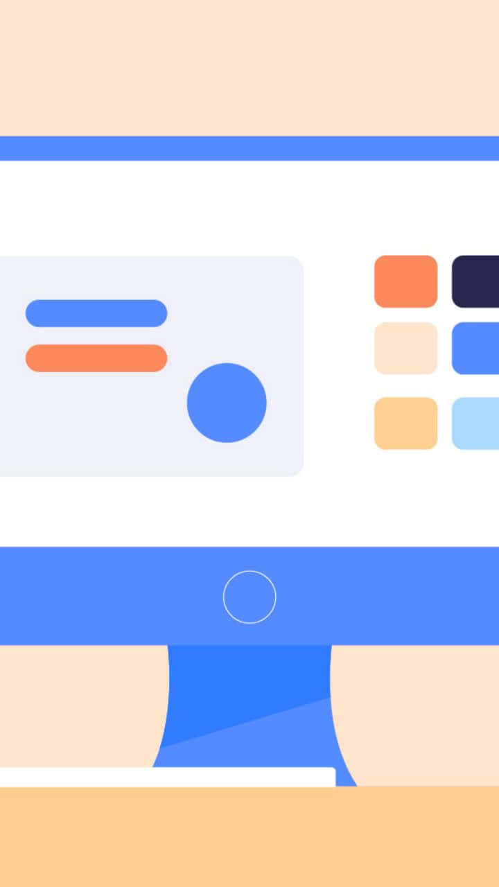futuristic android computer, blue orange and beige geometric shapes, clean white background, HD Phone Wallpaper