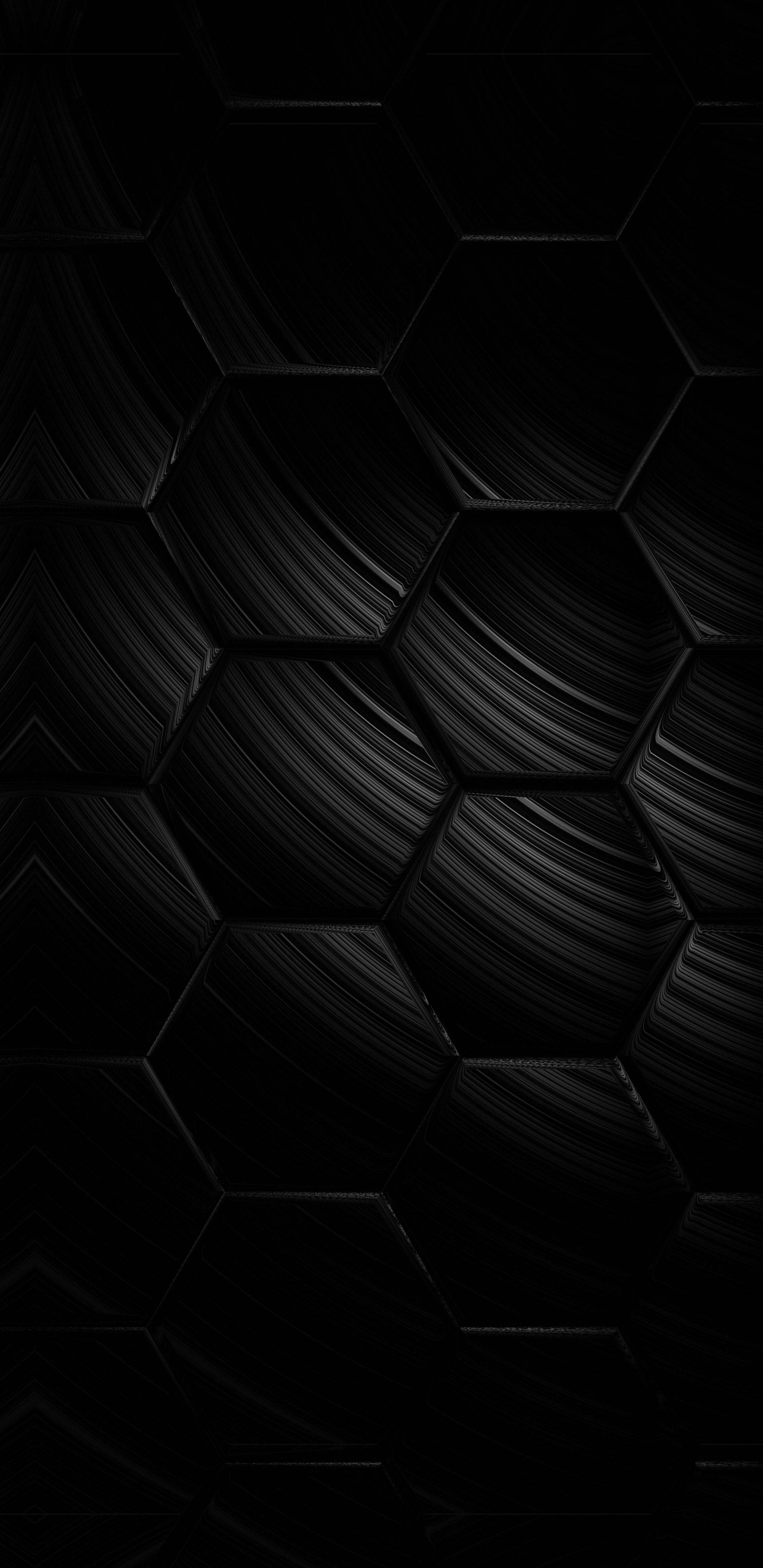 Dark Android, hexagon, black, 4K Phone Wallpaper