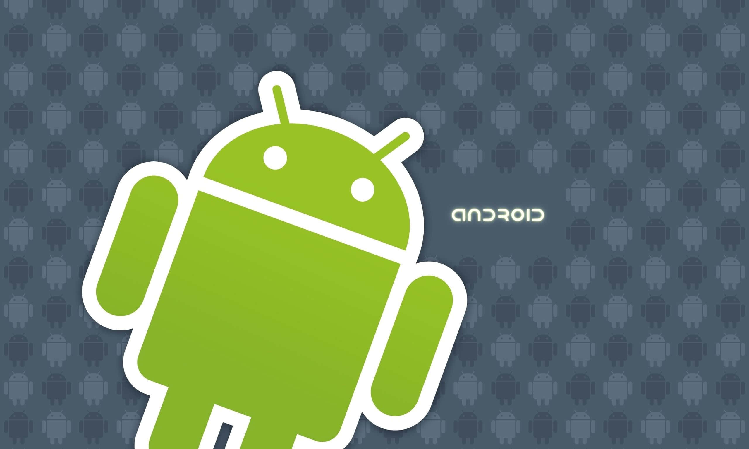 Android robot mascot, green Android robot, white outline, 2K Desktop Wallpaper