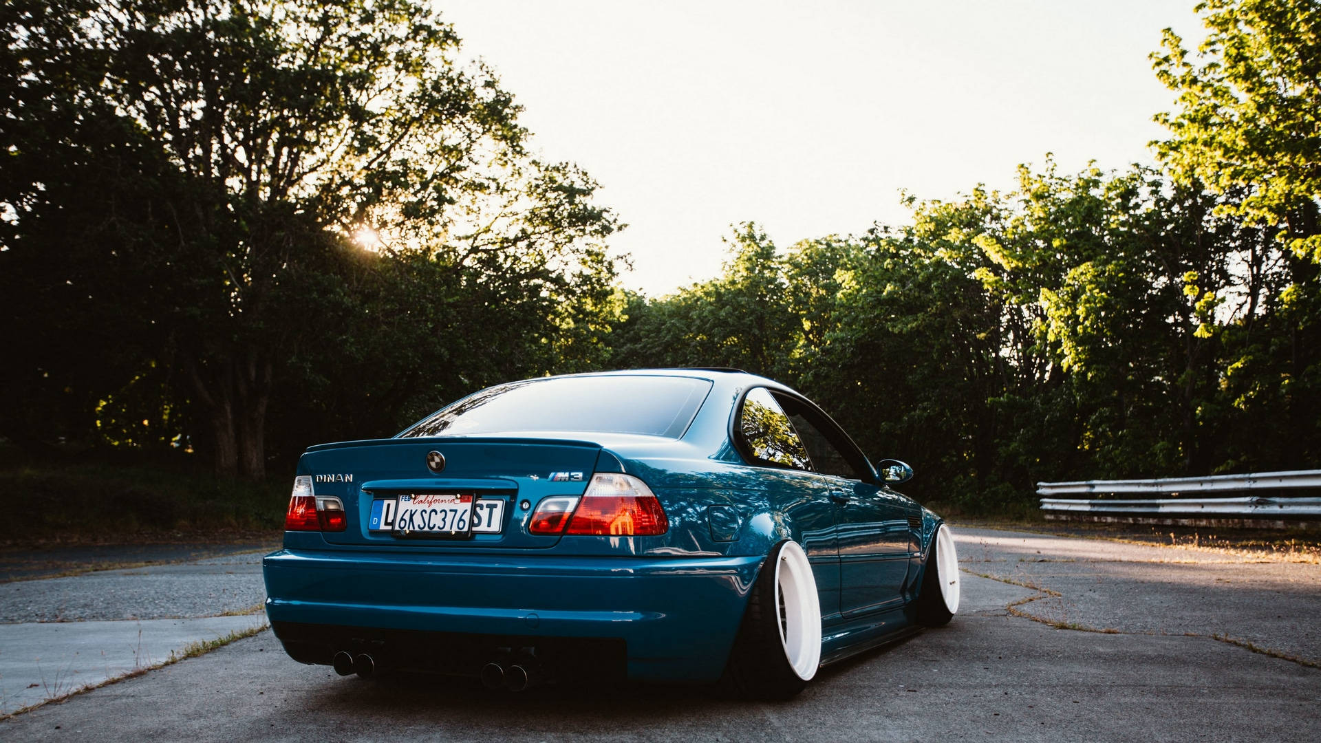 blue e46, teal modified BMW coupe, white wheels, Full HD Desktop Wallpaper
