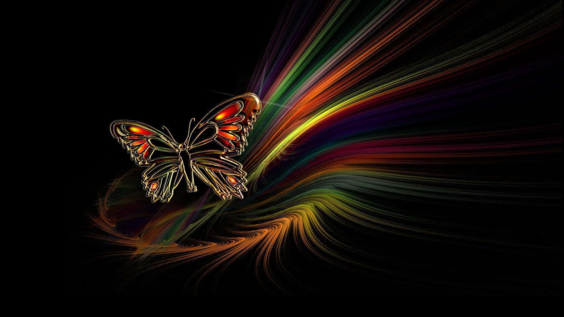 butterfly, fiery wings, swirling rainbow energy burst, Full HD Desktop Wallpaper