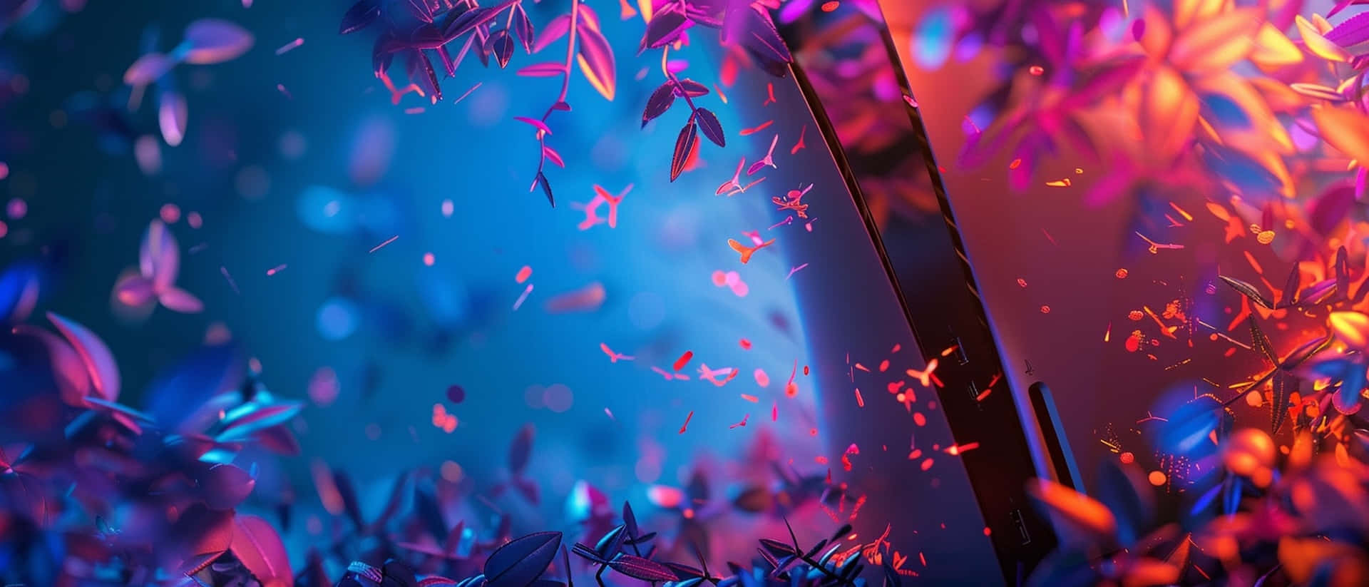 neon pink, blue, laptop, Full HD Desktop Wallpaper