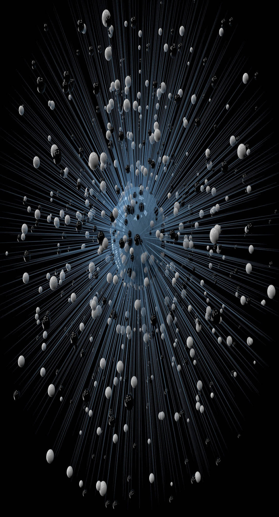 Full HD Phone, glowing blue core, white and black spheres, Full HD Phone Wallpaper