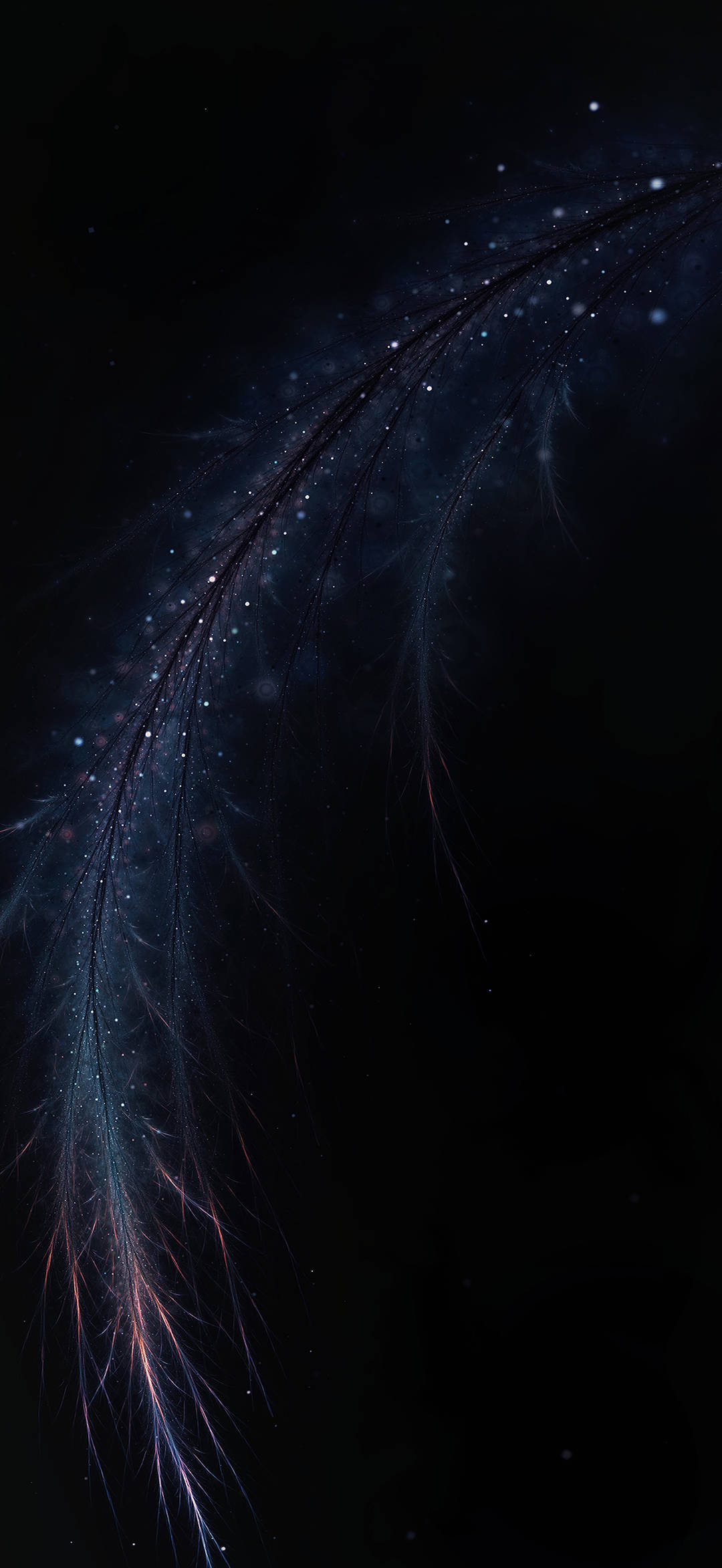 abstract feather, glowing blue, pink filaments, Full HD Phone Wallpaper