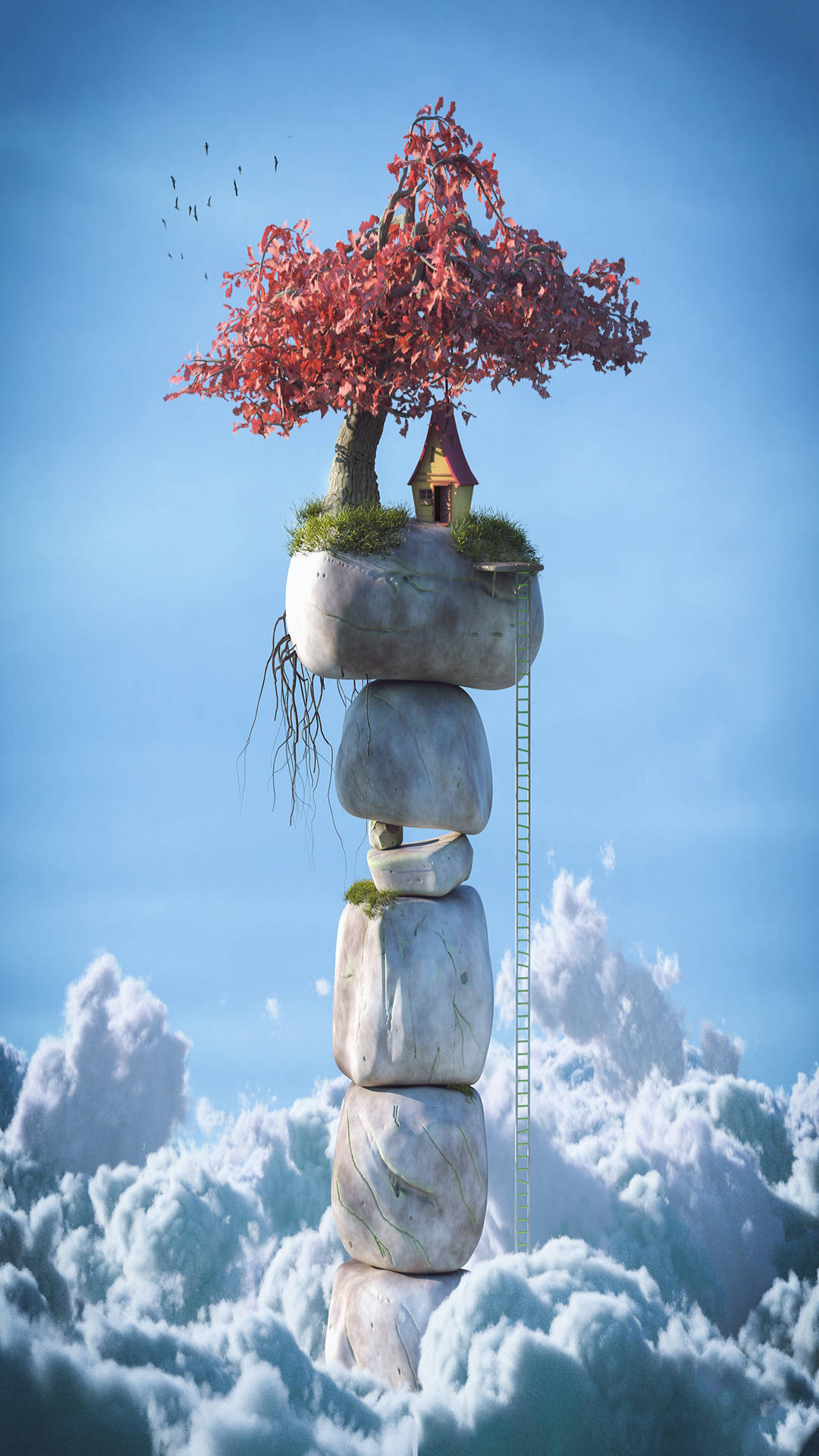 Full HD Phone, house, surreal art, Full HD Phone Wallpaper