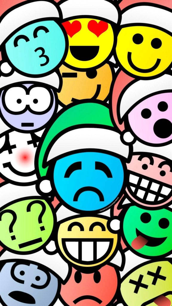 Full HD Phone, emoticons, Santa hats, SD Phone Wallpaper