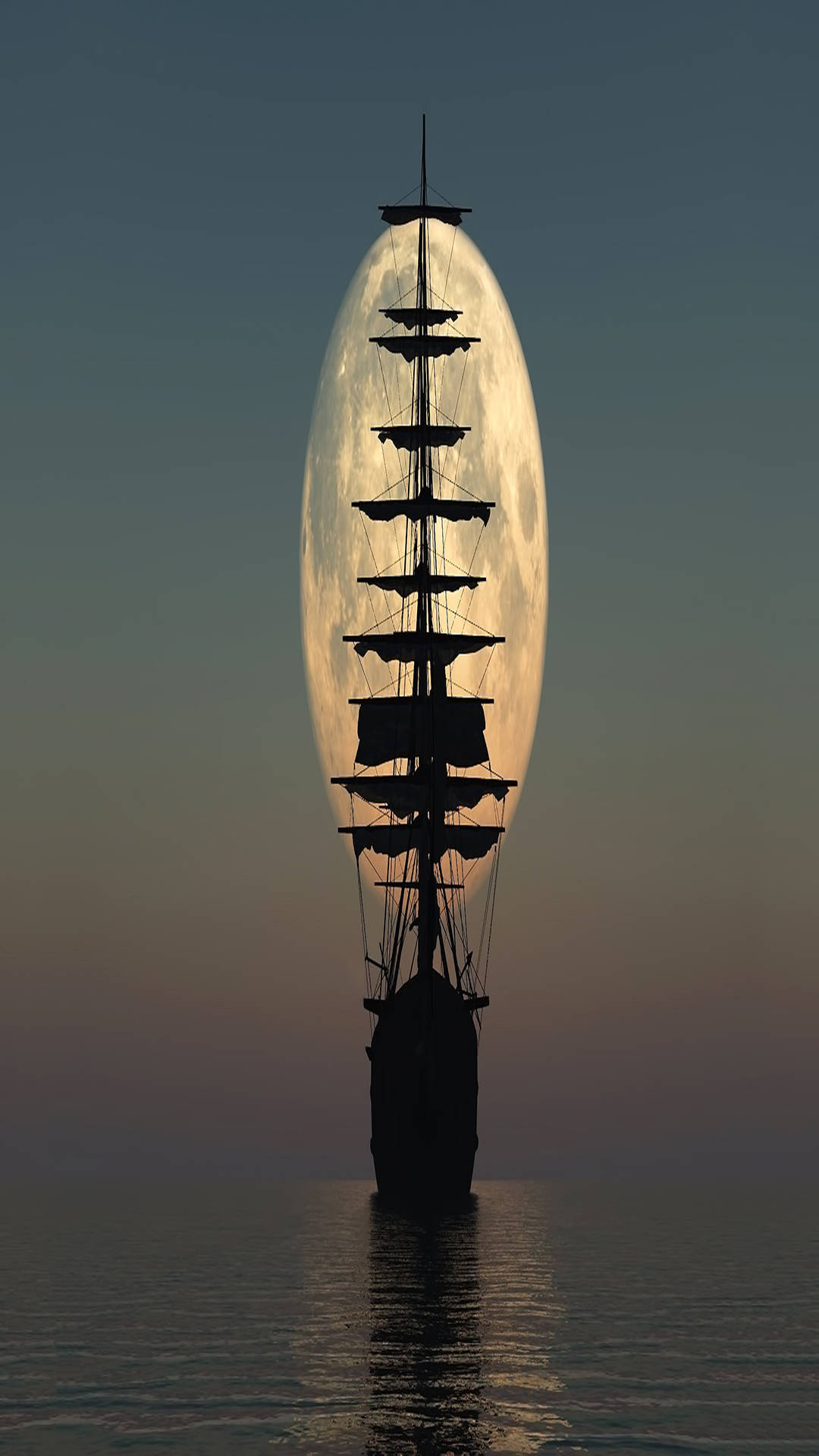 pirate ship, tall ship, full moon, Full HD Phone Wallpaper