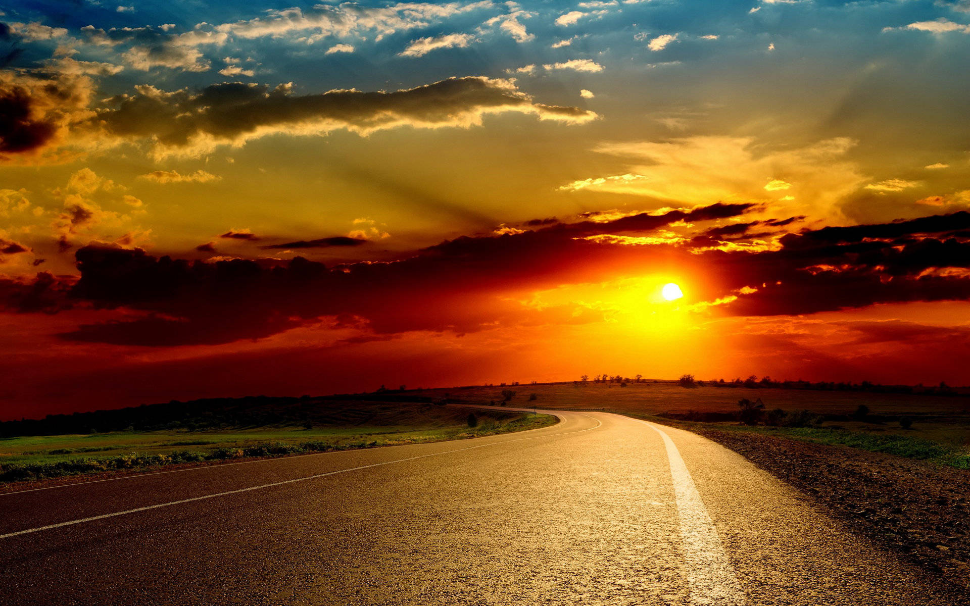 Full HD Tablet, road, dusk, Full HD Desktop Wallpaper