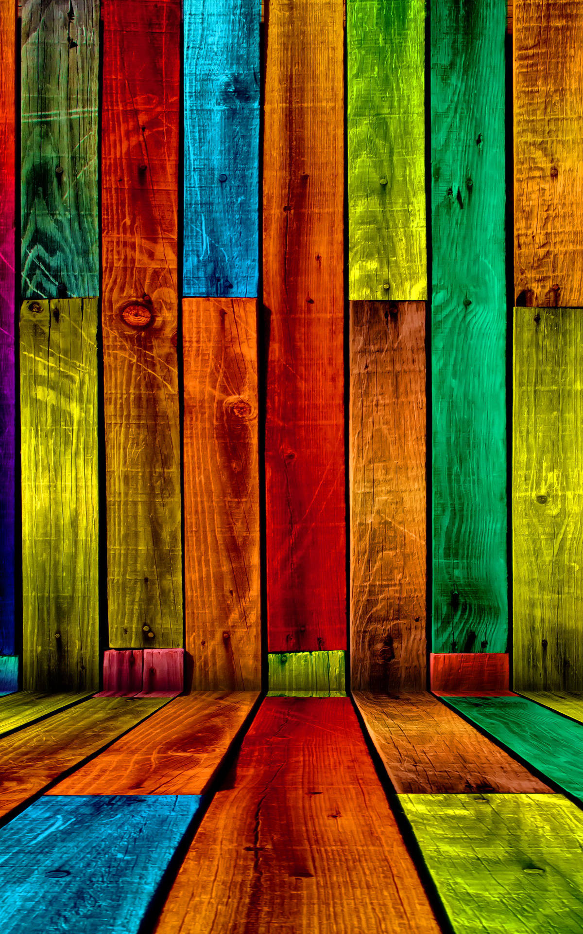 Full HD Tablet, colorful wood planks, rainbow-colored, Full HD Phone Wallpaper
