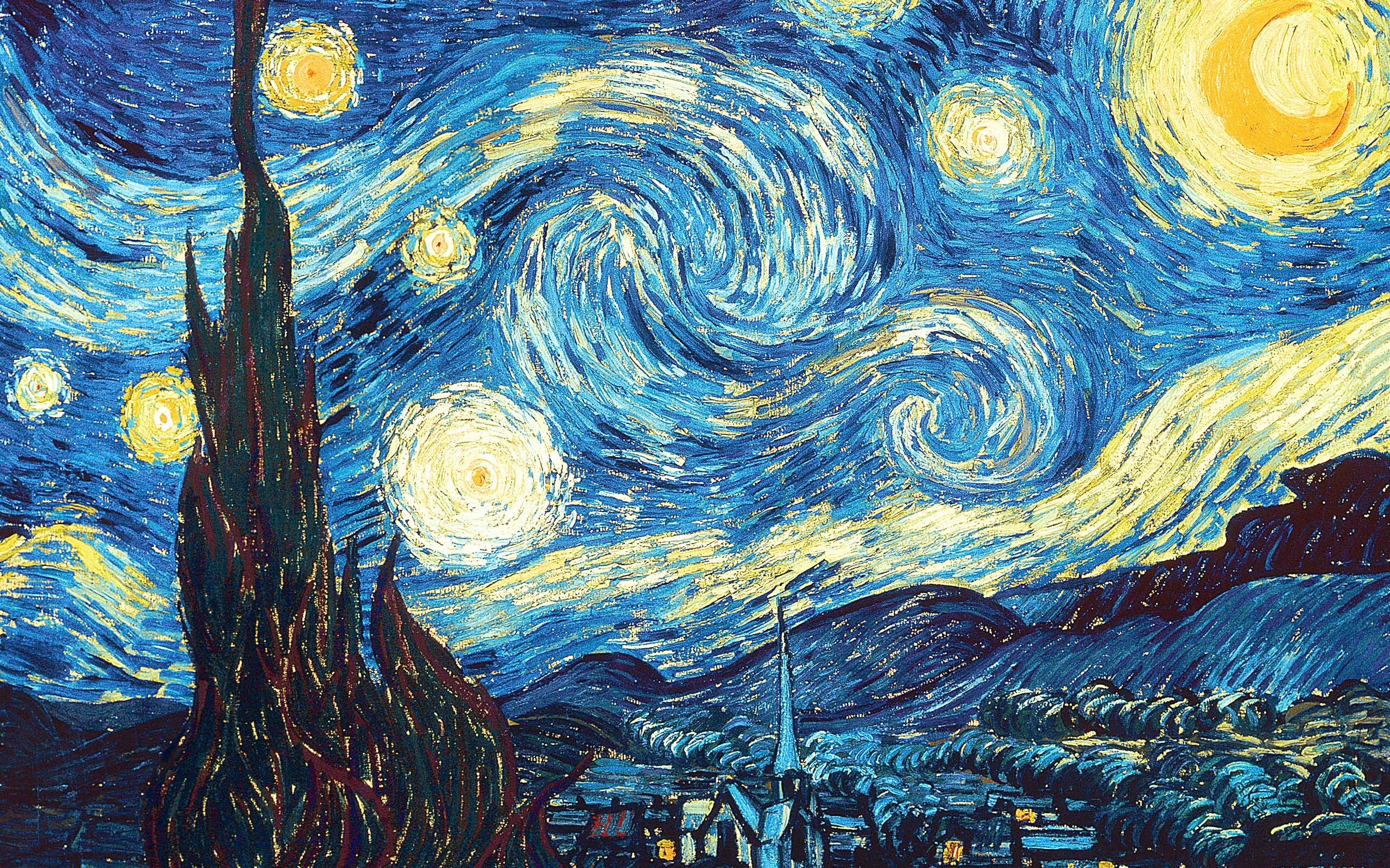 Full HD Tablet, The Starry Night, swirling night sky, 2K Desktop Wallpaper