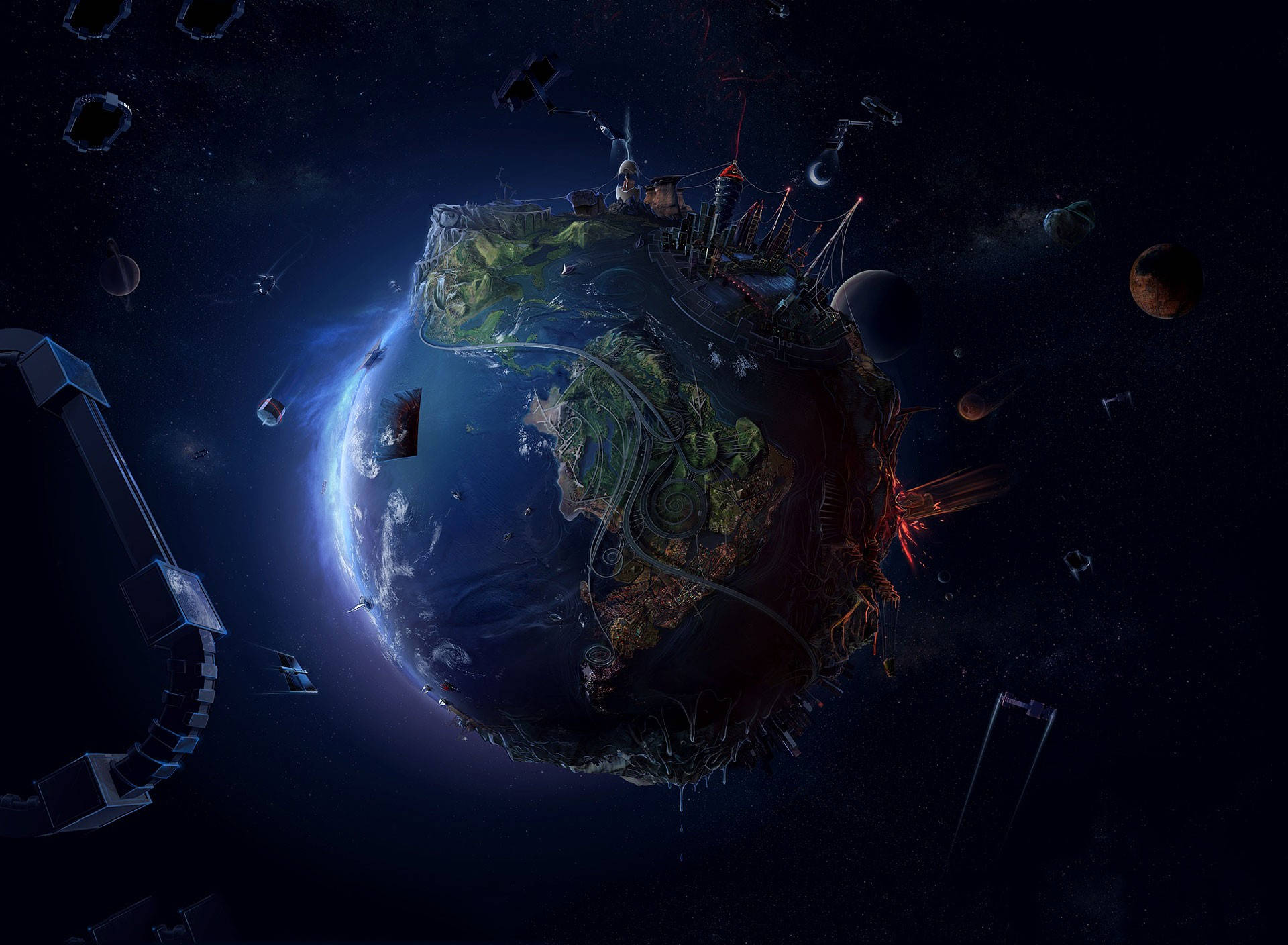Full HD Tablet, Digital Earth, shattered planet, Full HD Desktop Wallpaper