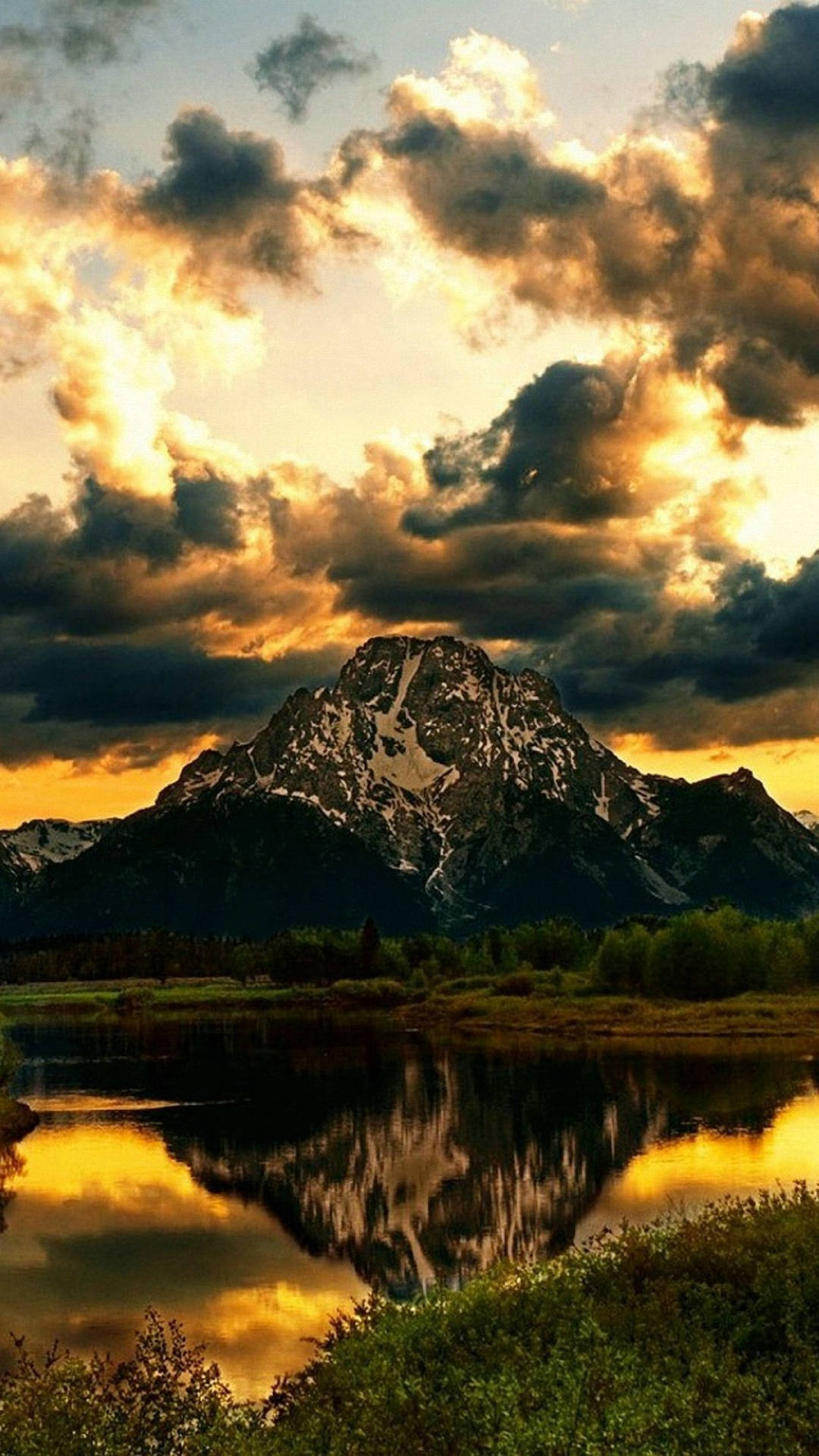 Full HD Tablet, mountain, golden clouds, Full HD Phone Wallpaper