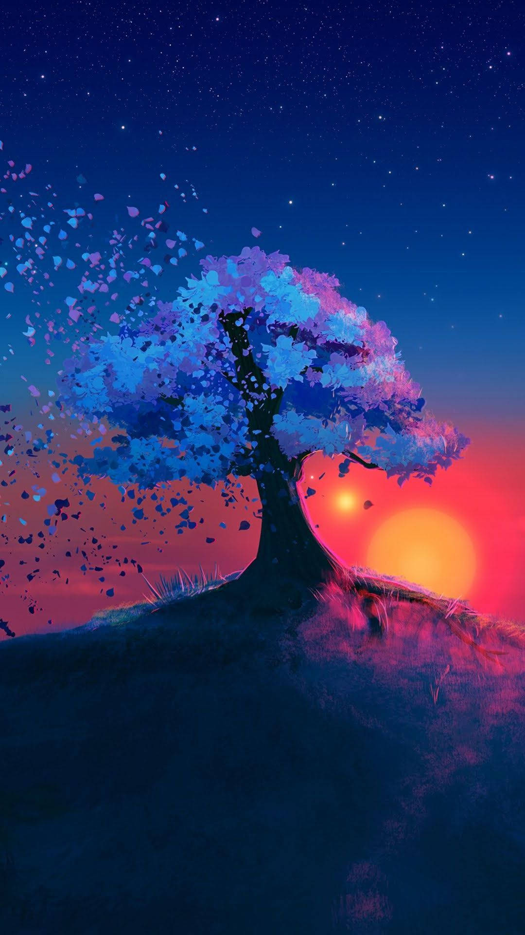 Full HD Tablet, sunset, tree, Full HD Phone Wallpaper