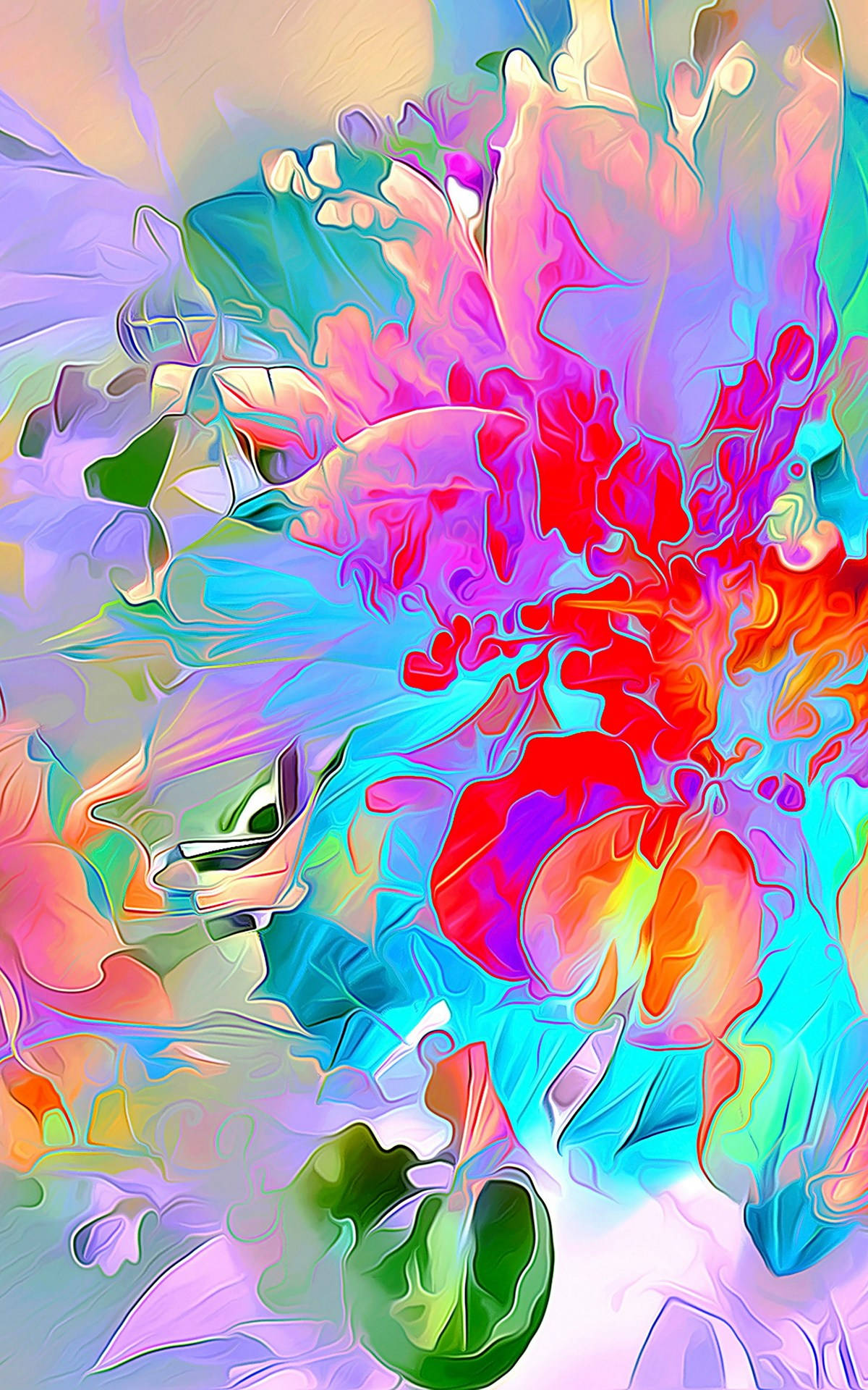 Full HD Tablet, abstract digital artwork, swirling neon colors, Full HD Phone Wallpaper