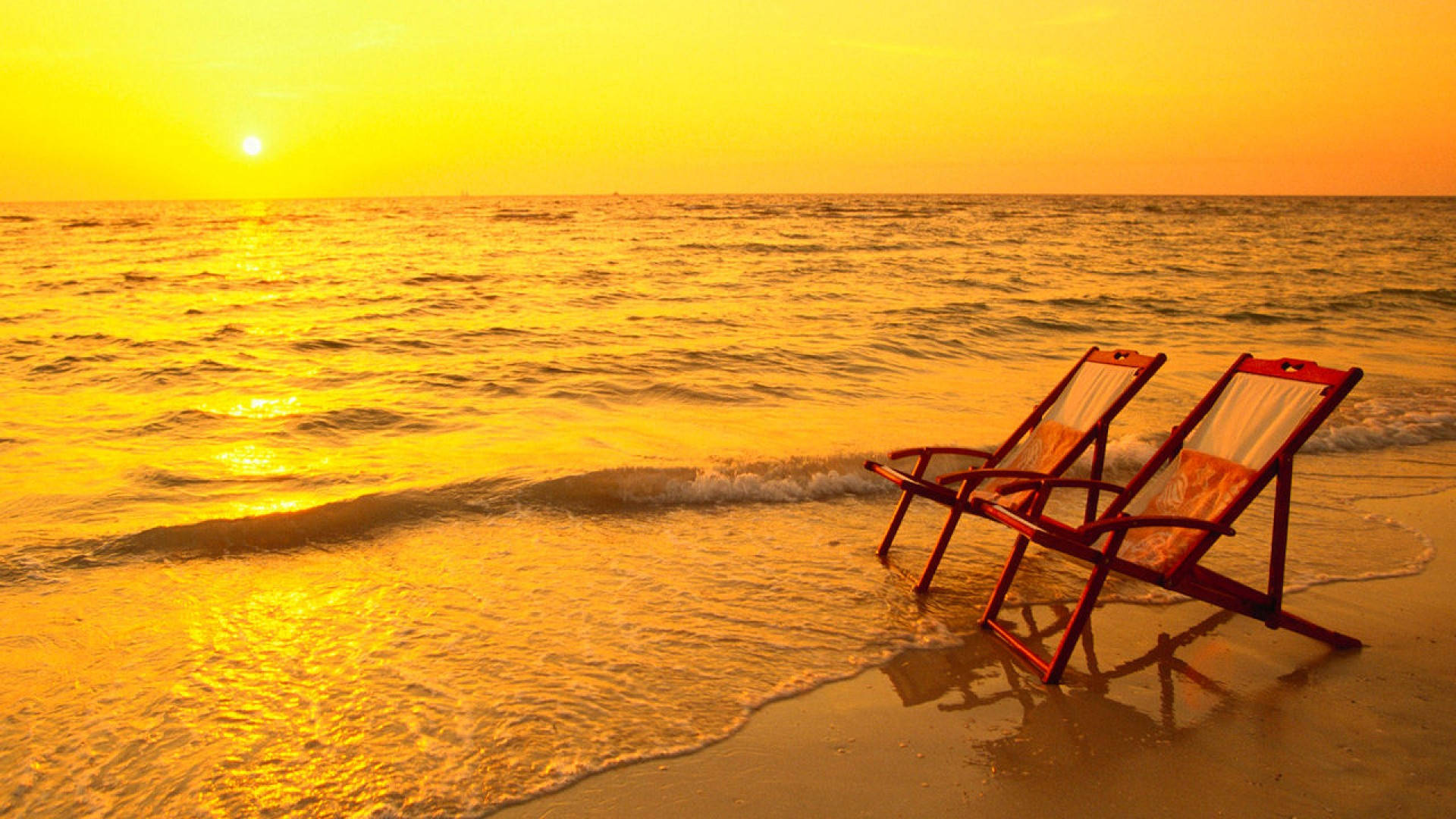 Full HD Tablet, golden shore, golden sunset, Full HD Desktop Wallpaper