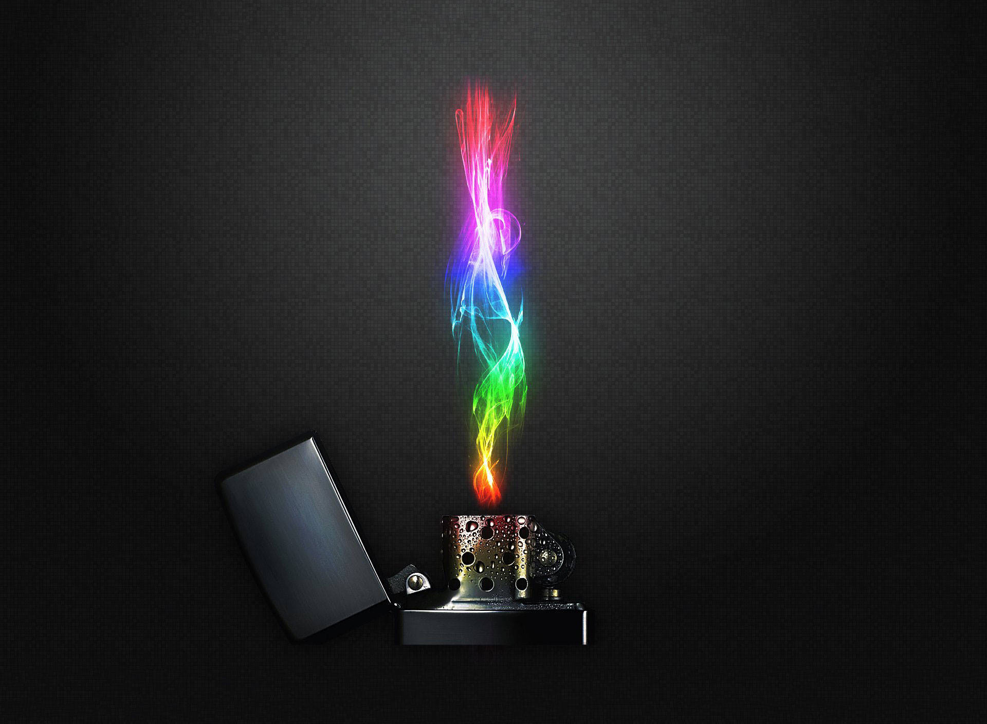 Full HD Tablet, metallic lighter, vibrant rainbow smoke, Full HD Desktop Wallpaper