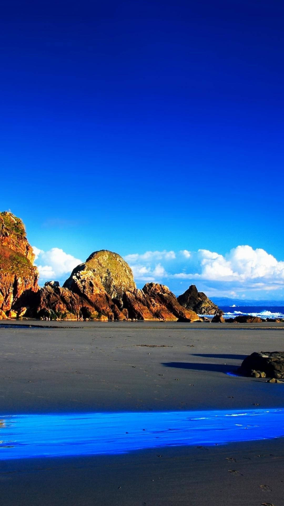 Full HD Tablet, beach rock, vibrant blue sky, Full HD Phone Wallpaper
