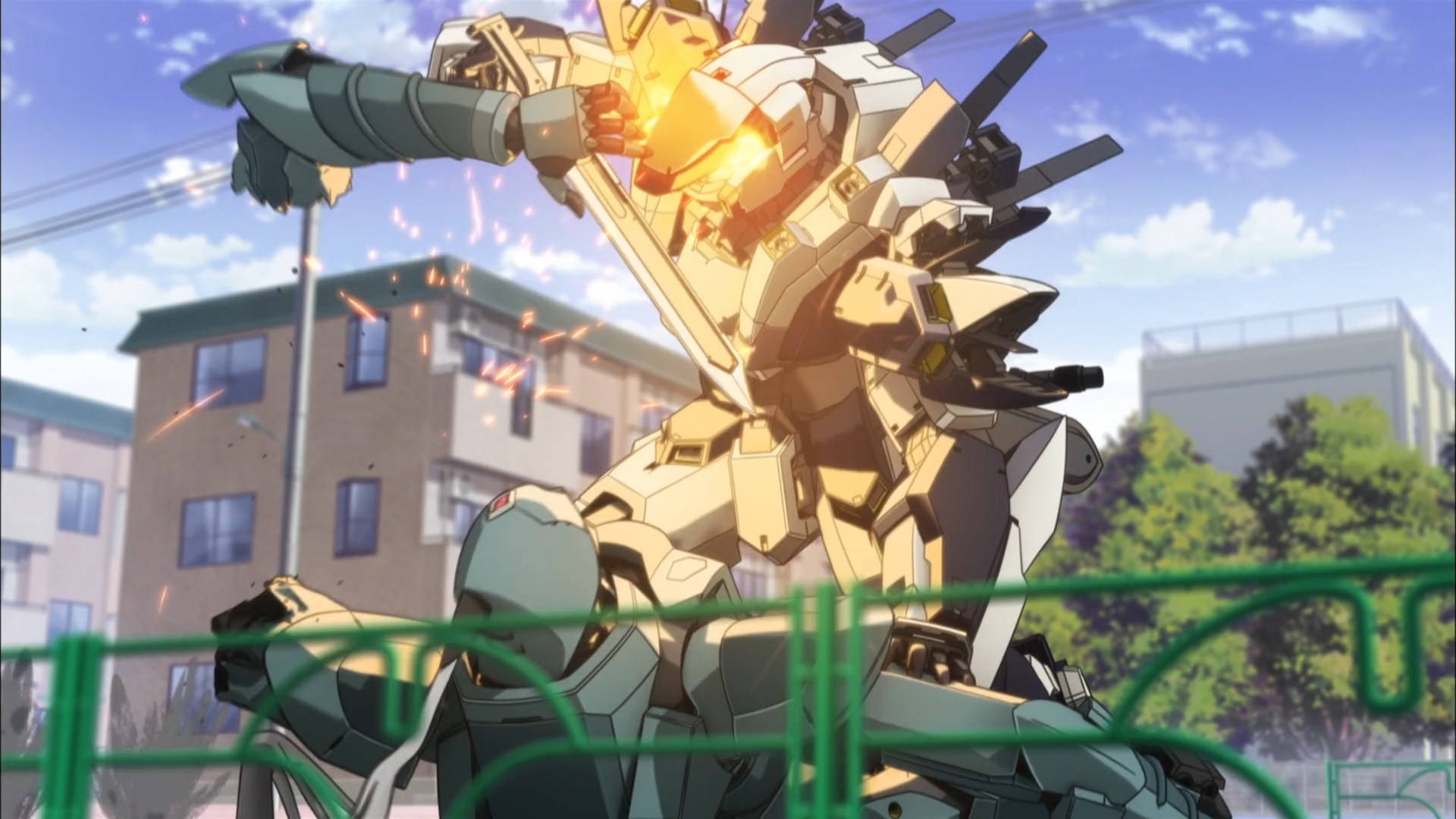 Full Metal Panic, gigantic robots, golden and white mecha robot, Full HD Desktop Wallpaper