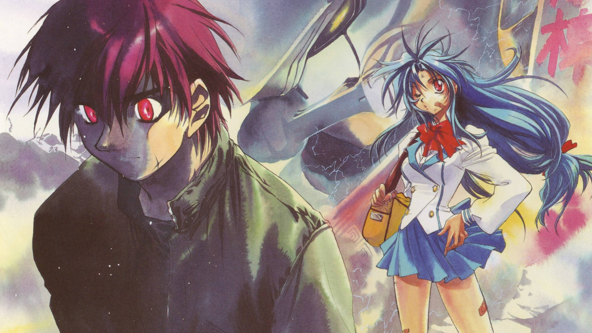 Full Metal Panic, red eyes, vibrant hair, Full HD Desktop Wallpaper