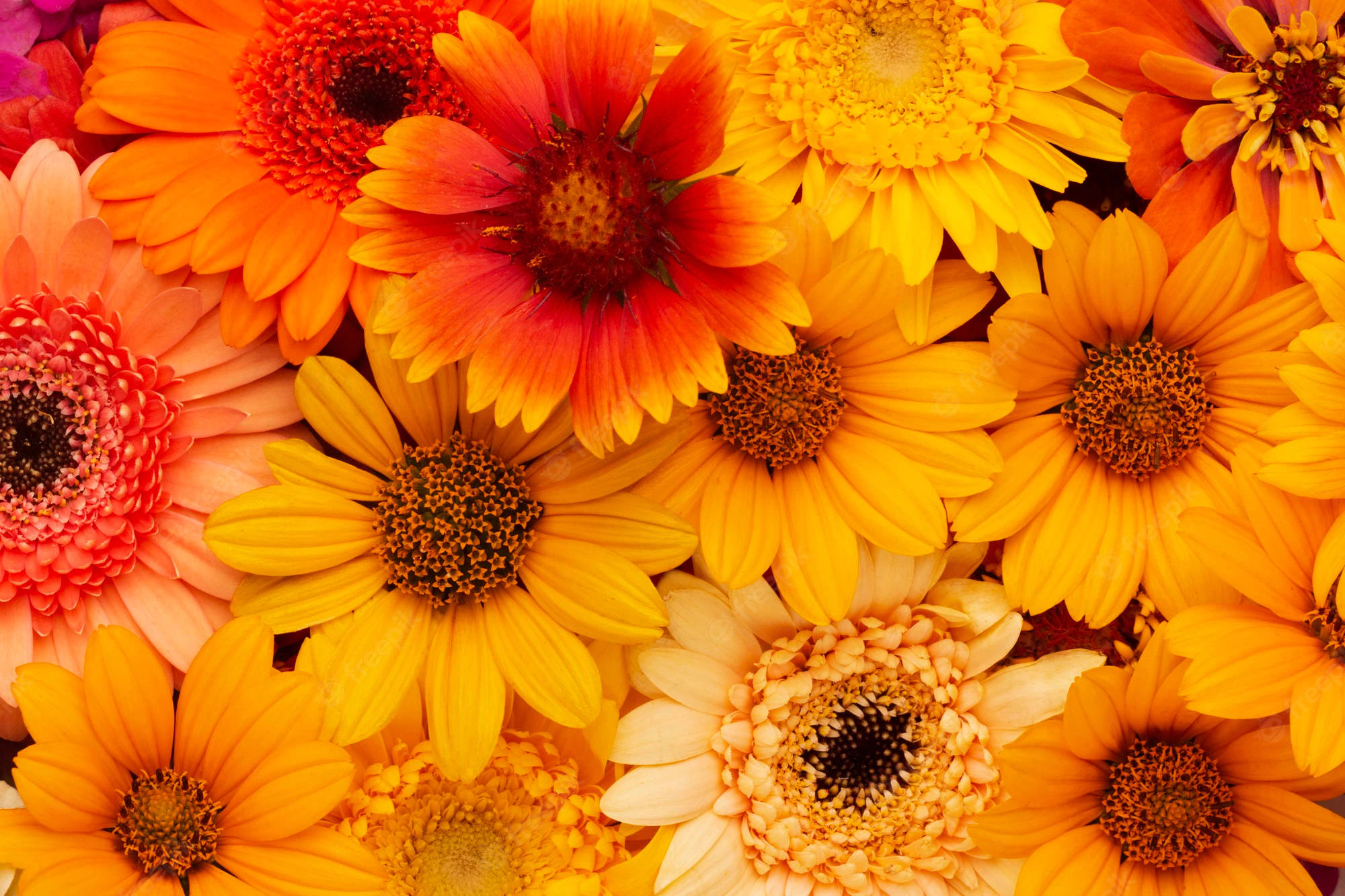 Full Screen 4K Flowers, sunflower variety, orange yellow, Full HD Desktop Wallpaper