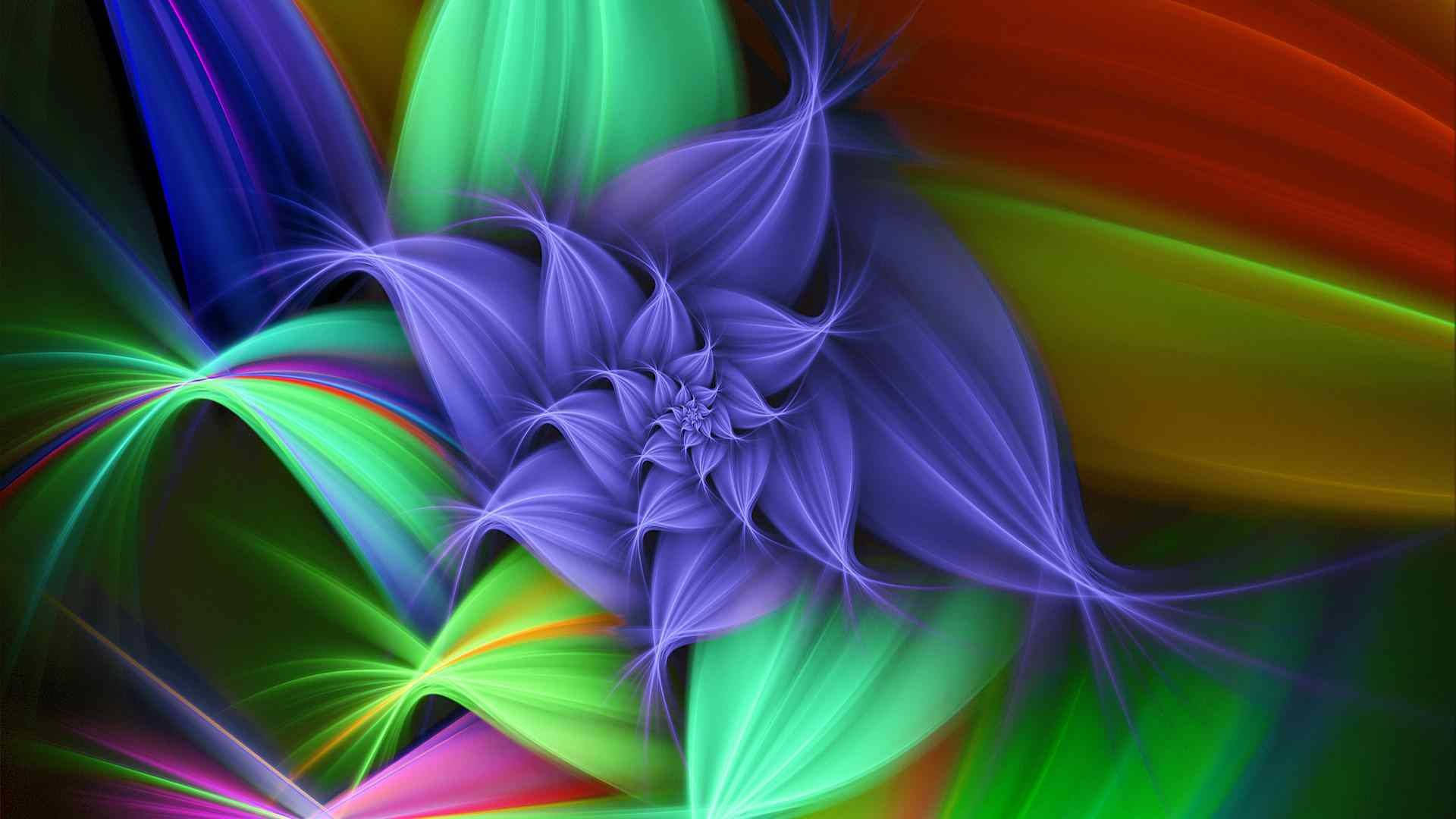 abstract flower, fractal flower, purple petals, Full HD Desktop Wallpaper