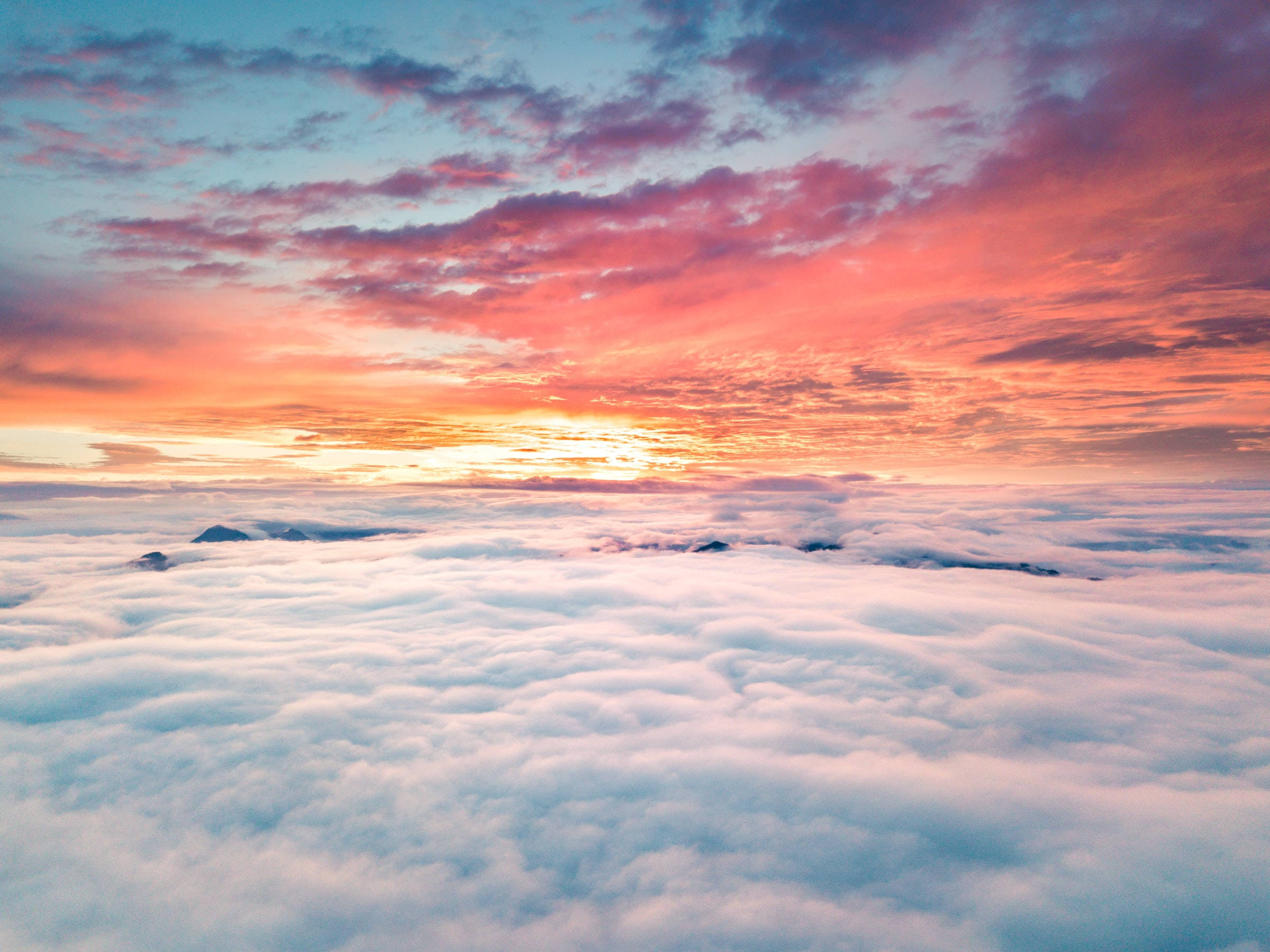sunrise, fiery orange, pink hues, Full HD Desktop Wallpaper