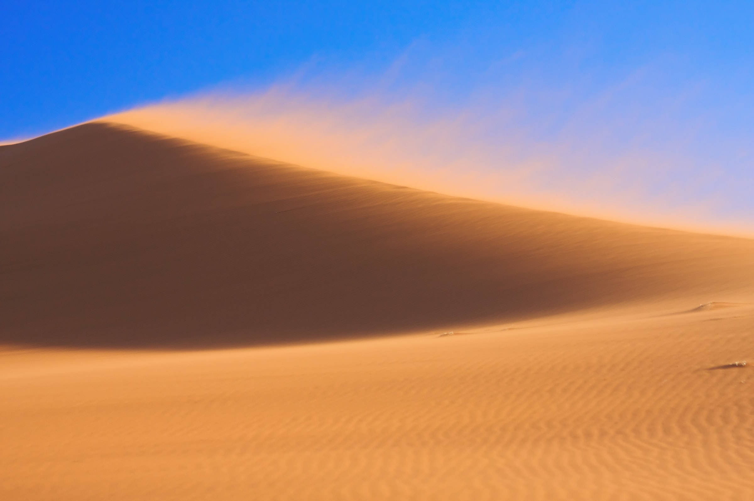 sand dune, golden sand dune, clear blue sky, Full HD Desktop Wallpaper