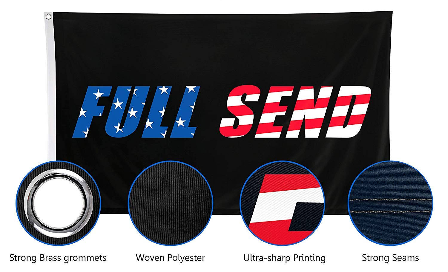 FULL SEND, black flag, patriotic stars and stripes design, HD Desktop Wallpaper