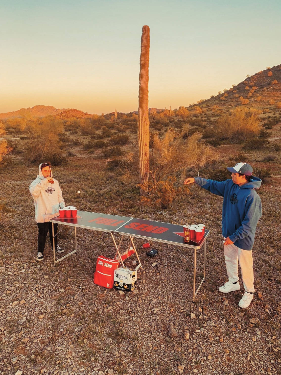 Full Send, beer pong, desert campsite, HD Phone Wallpaper