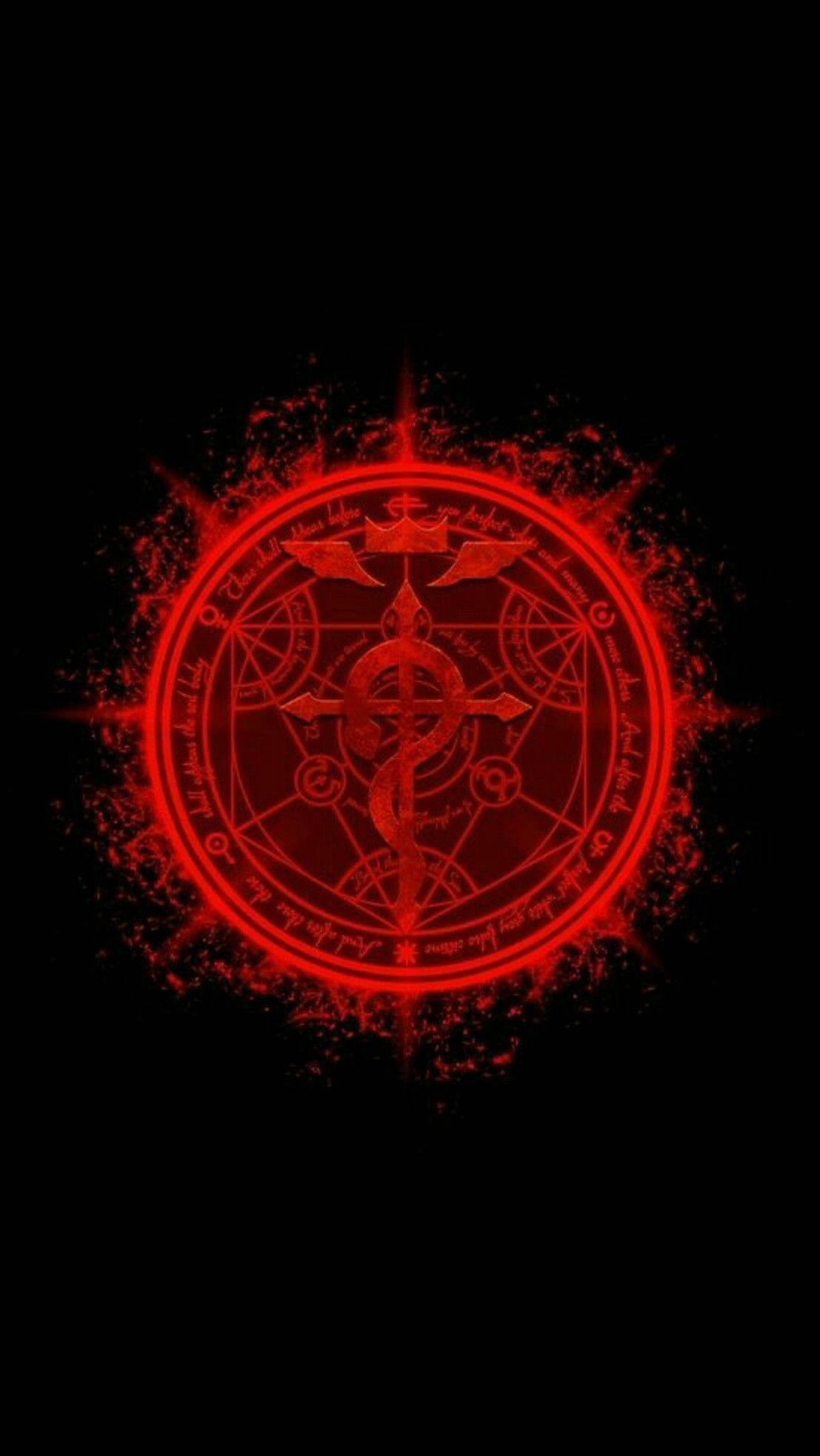 Fullmetal Alchemist, red circle symbol, glowing red mystical sigil, Full HD Phone Wallpaper
