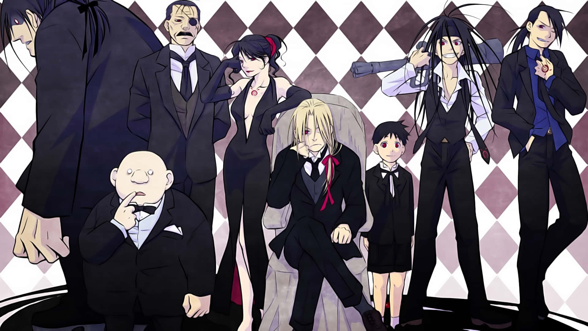 Gluttony, Fullmetal Alchemist, black suits, Full HD Desktop Wallpaper