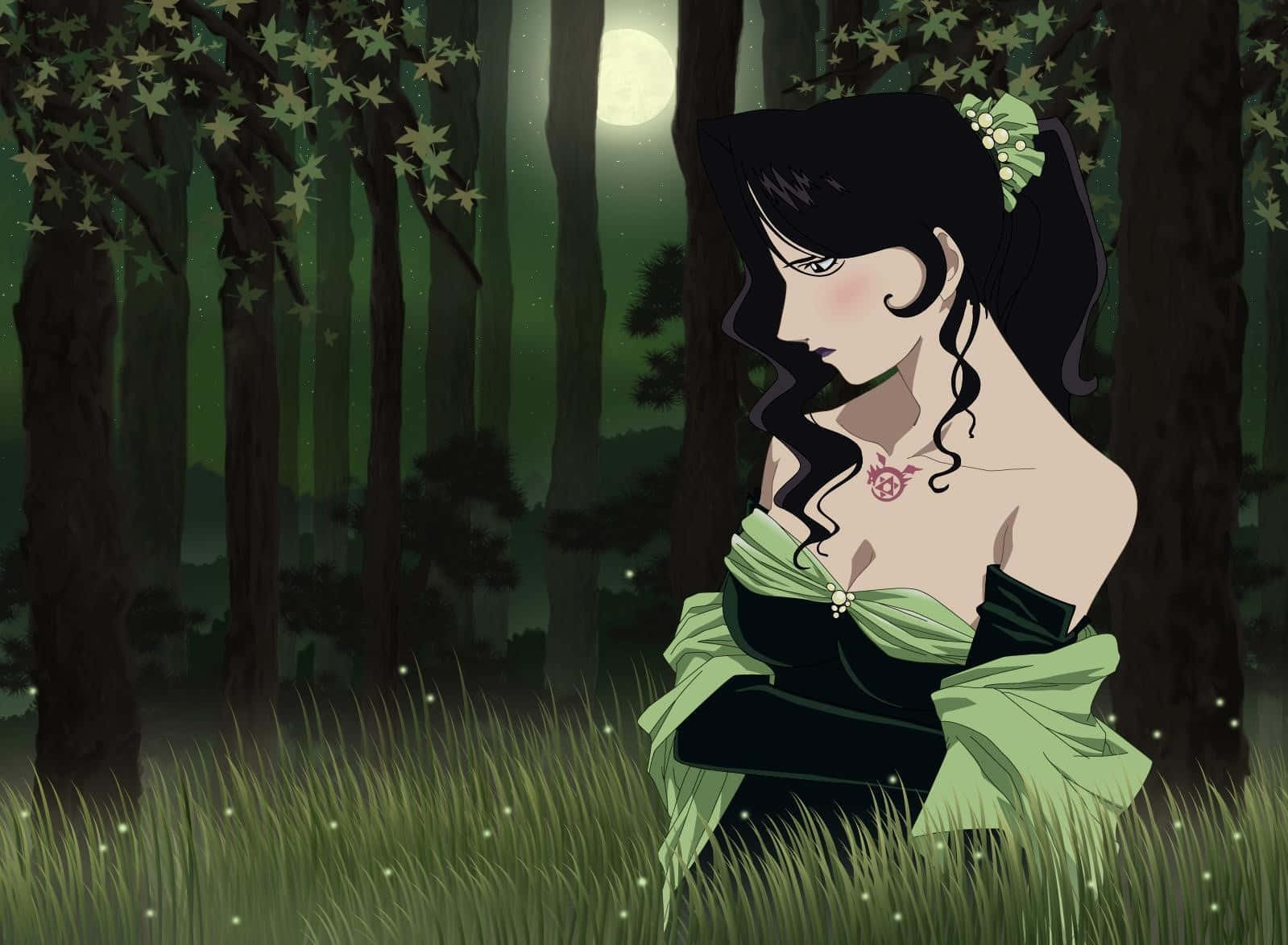 Lust, Fullmetal Alchemist, green and black dress, HD Desktop Wallpaper