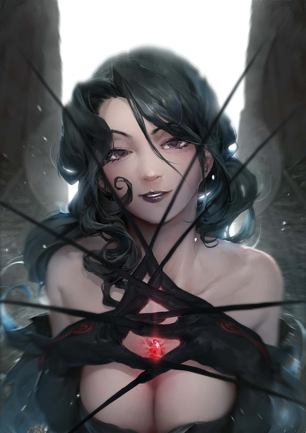 Fullmetal Alchemist Lust, dark-haired anime woman, glowing red heart, HD Phone Wallpaper