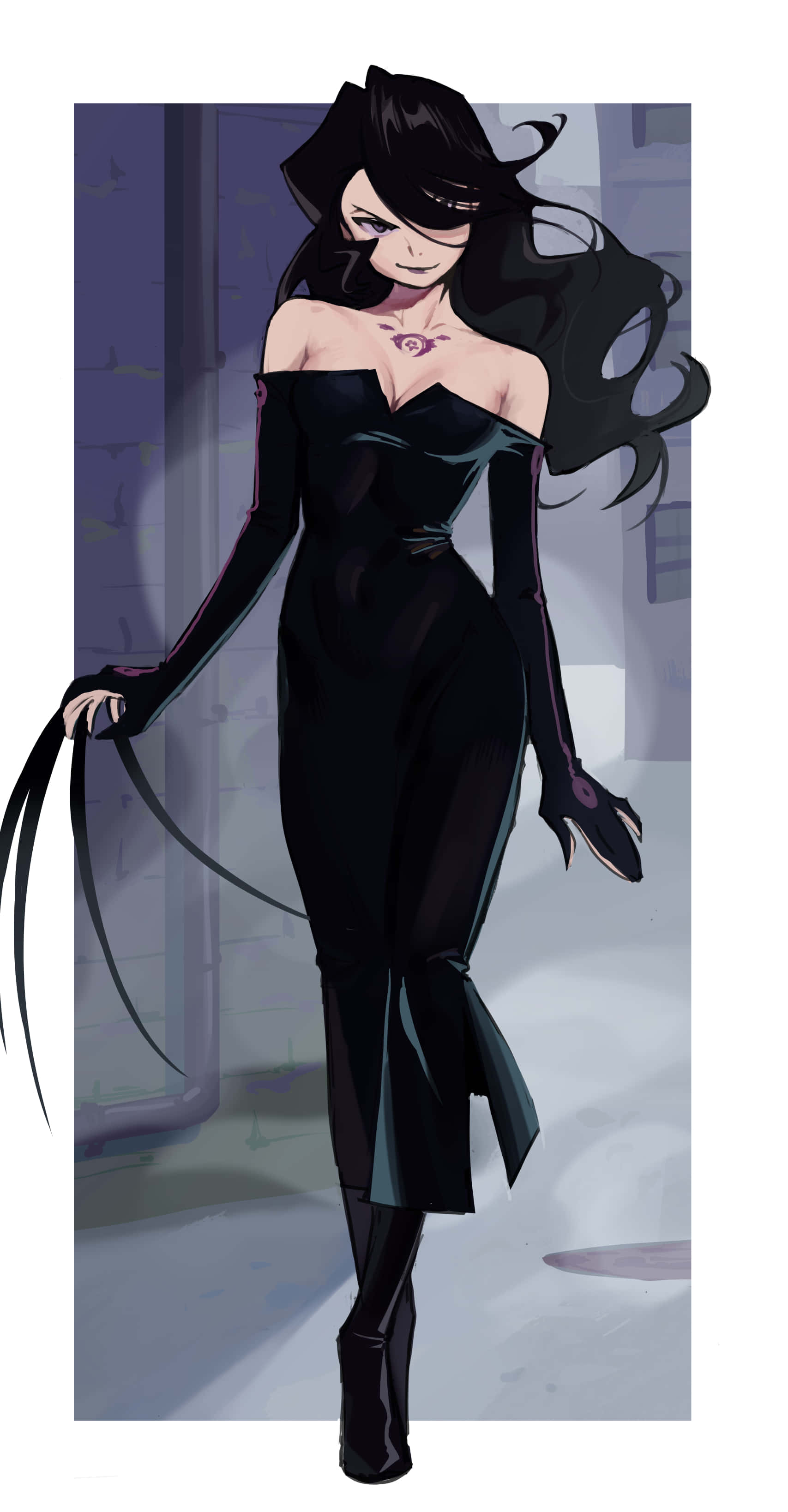 Fullmetal Alchemist Lust, dark-haired anime woman, sleek black dress, 2K Phone Wallpaper