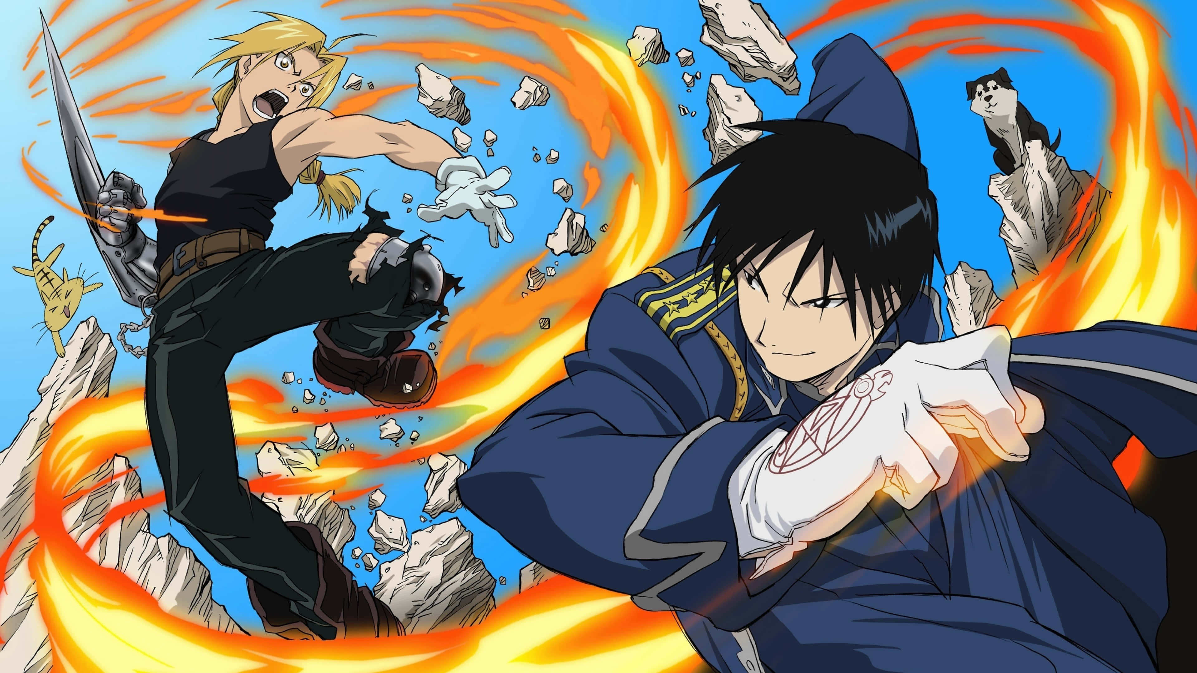 Fullmetal Alchemist, anime warriors, fiery energy, 4K Desktop Wallpaper