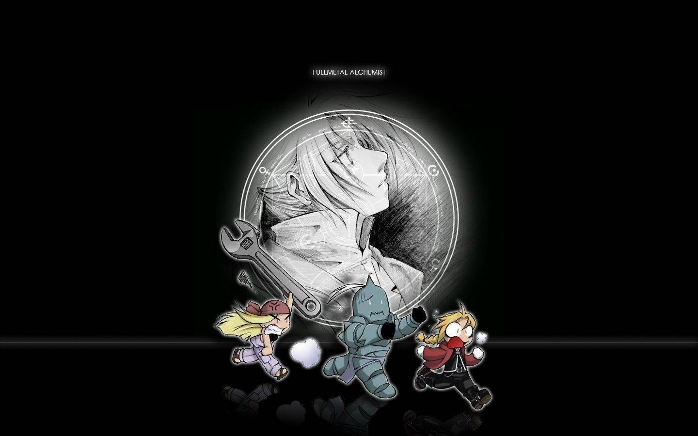 Fullmetal Alchemist, chibi anime characters, glowing alchemy circle, HD Desktop Wallpaper