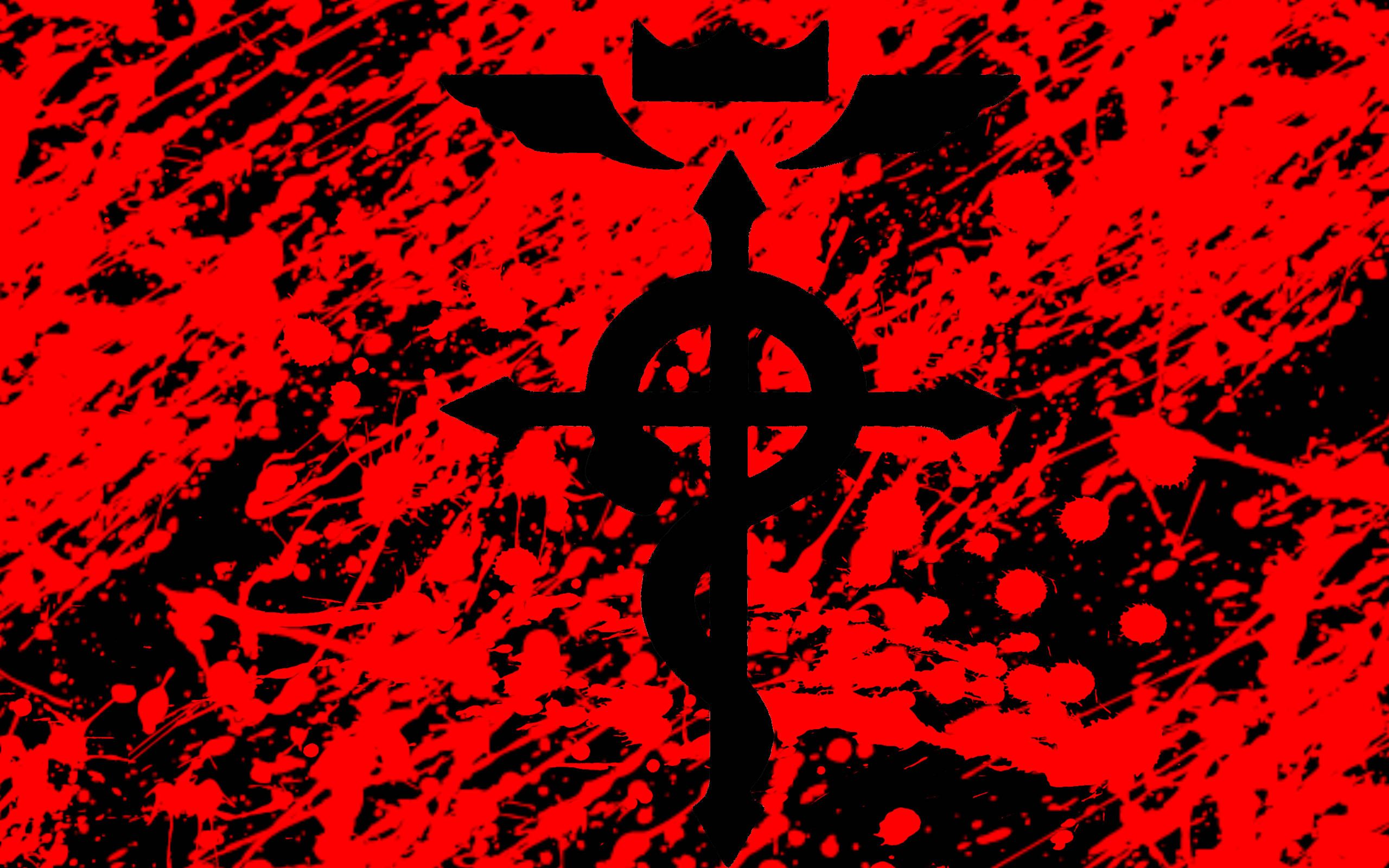 Fullmetal Alchemist, black symbol, wings, 2K Desktop Wallpaper