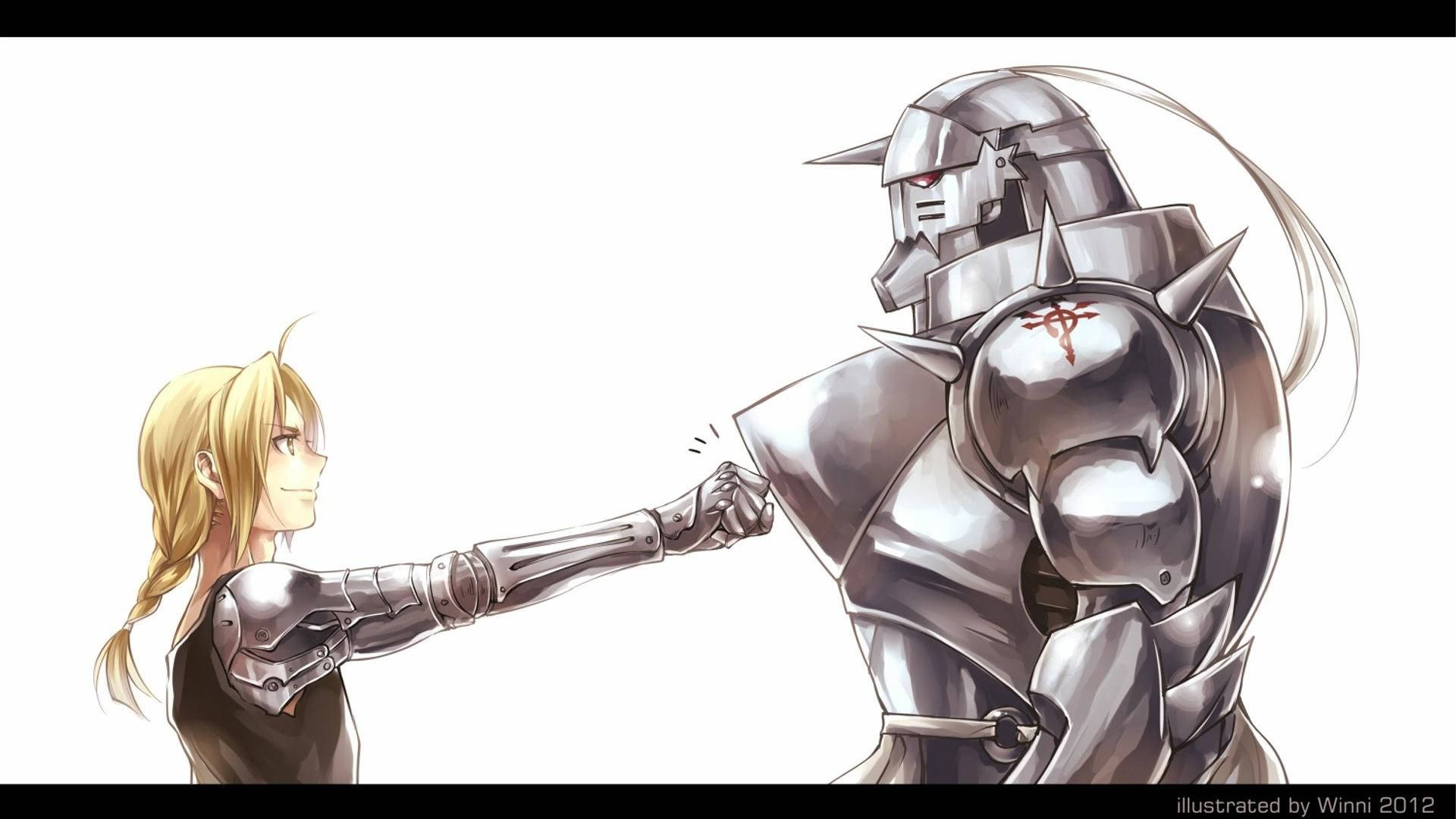Fullmetal Alchemist, brothers fist bump, blonde anime girl, Full HD Desktop Wallpaper