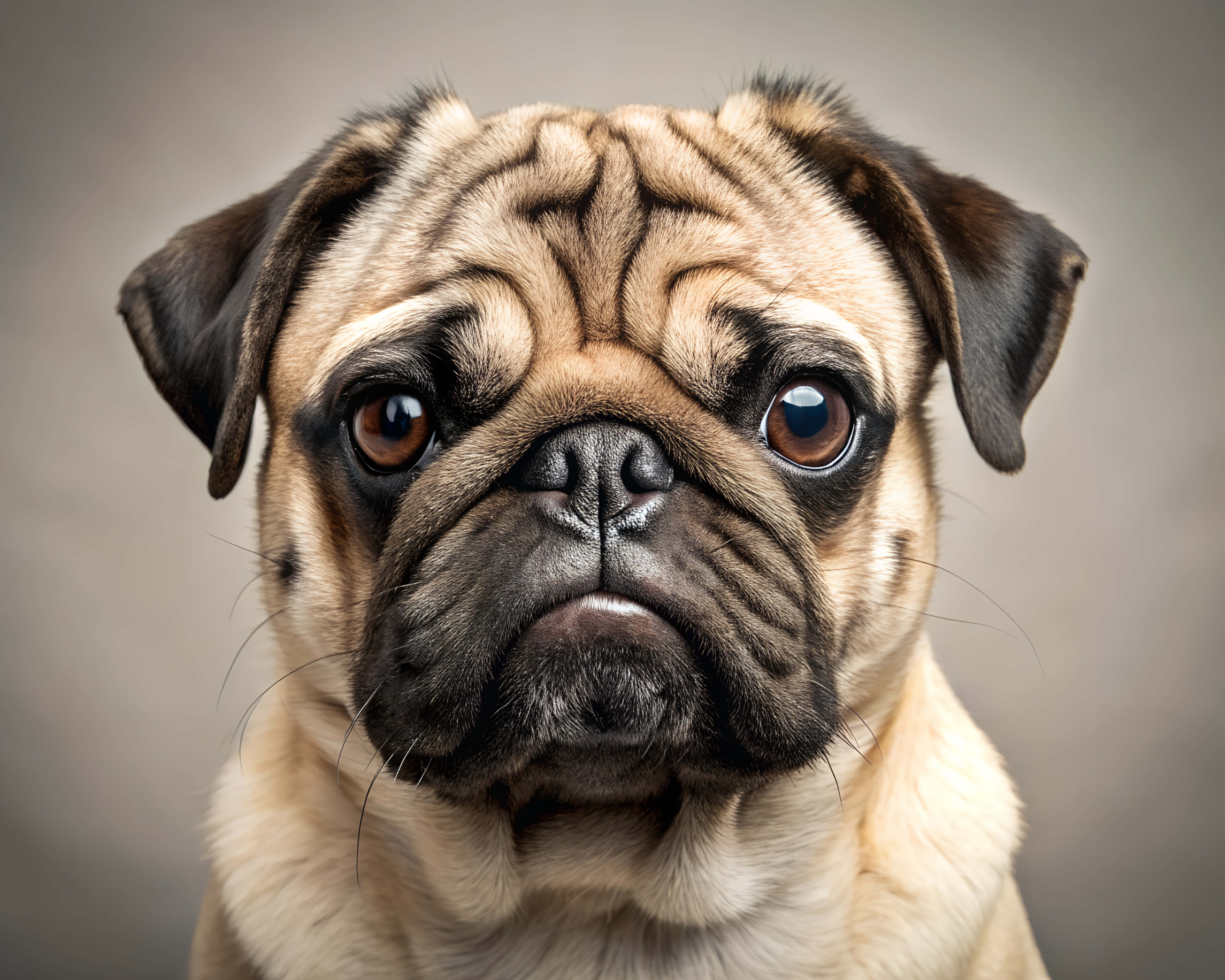 pug dog, fawn, wrinkled face, 4K Desktop Wallpaper