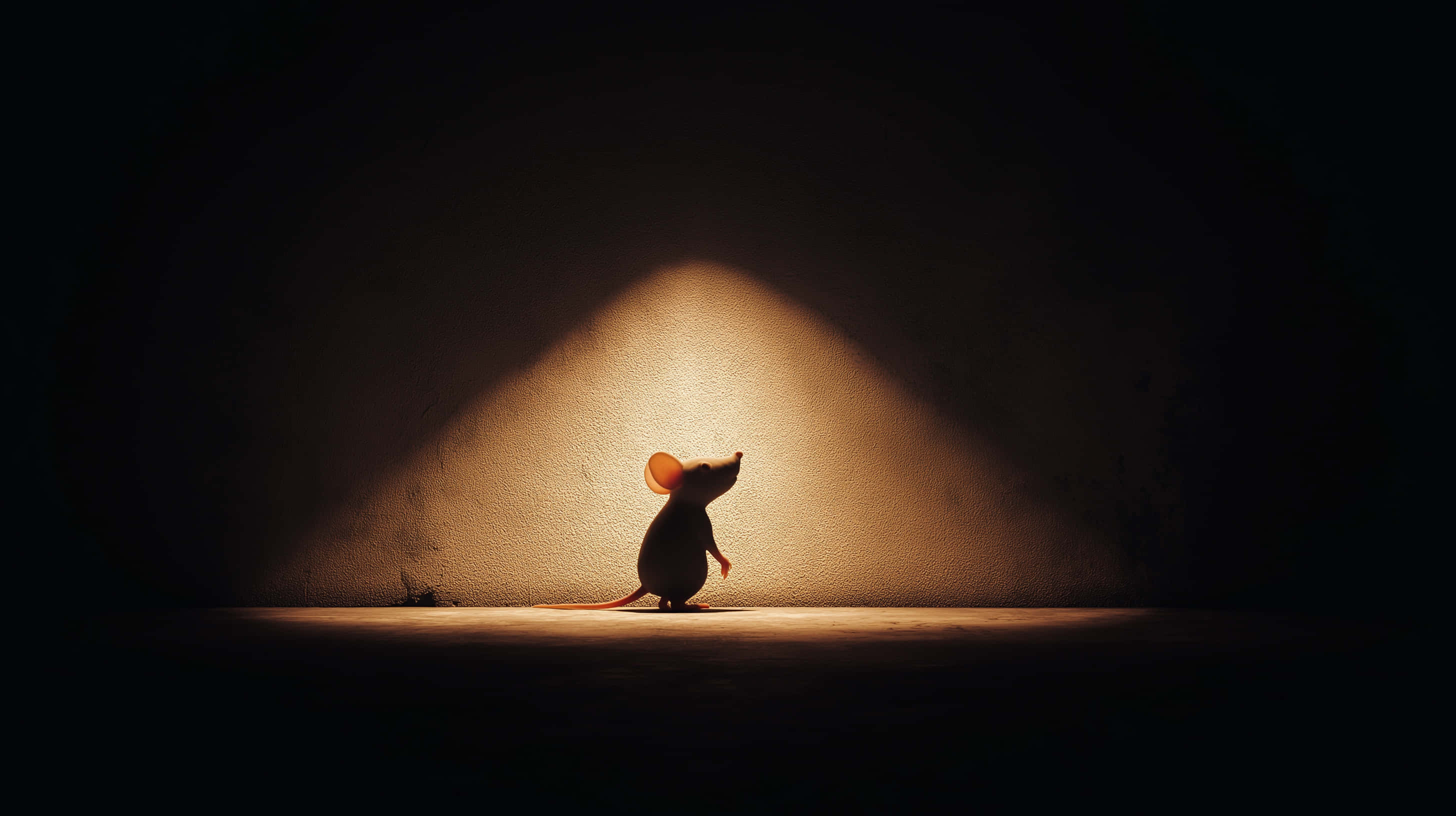cartoon mouse, silhouette, single spotlight, 2K Desktop Wallpaper