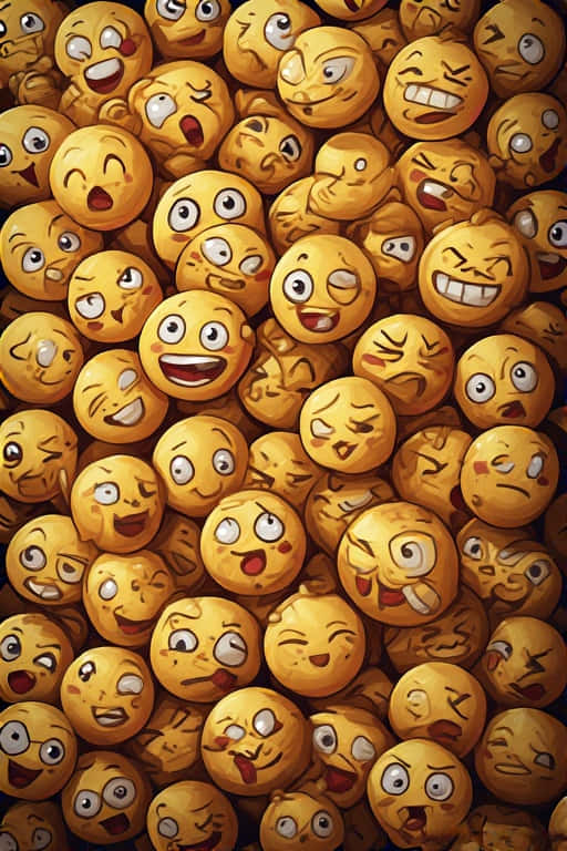 colorful emoji pattern, yellow emoji faces, cartoonish, SD Phone Wallpaper