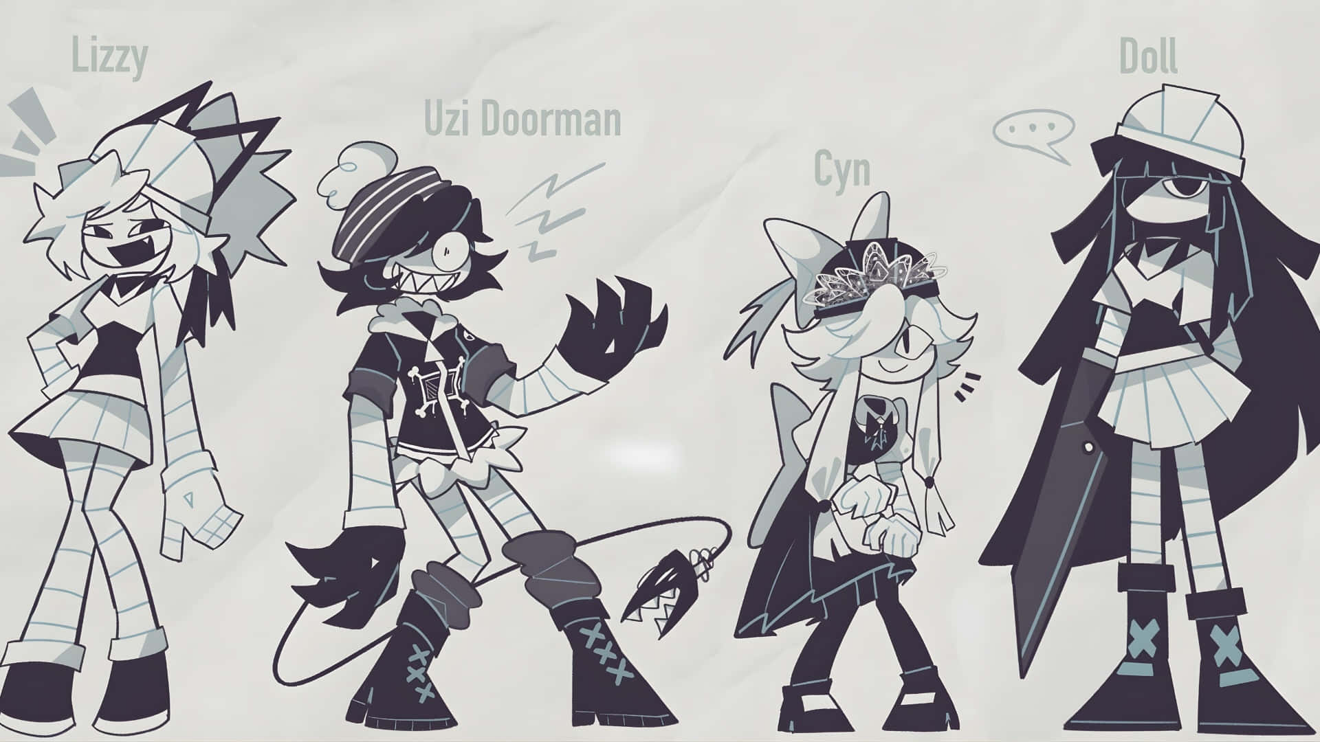 Fundamental Paper Education, anime characters, black and white, Full HD Desktop Wallpaper