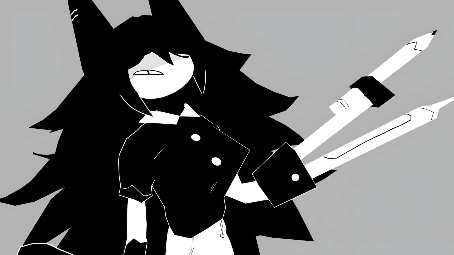 Fundamental Paper Education, black and white anime character, spiky hair, Full HD Desktop Wallpaper