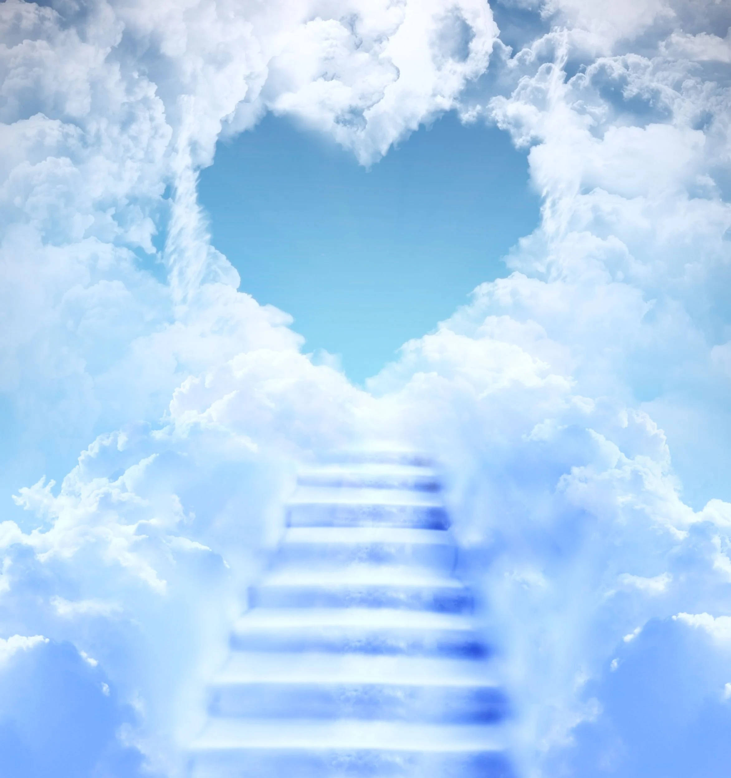 Funeral Clouds, heart-shaped opening, fluffy white clouds, Full HD Phone Wallpaper